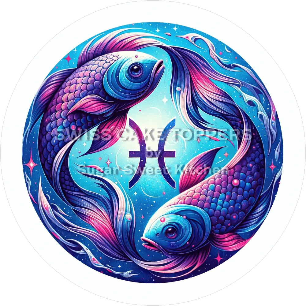 Sternzeichen Fische-Tortenaufleger5 - personalisierbar - Fondant- Torten- & Cupcakeaufleger Sugar Sweet Kitchen