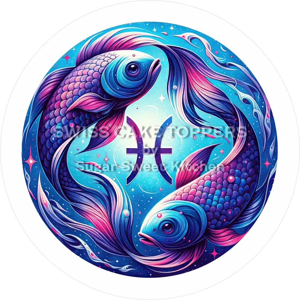 Sternzeichen Fische-Tortenaufleger5 - personalisierbar - Fondant- Torten- & Cupcakeaufleger Sugar Sweet Kitchen