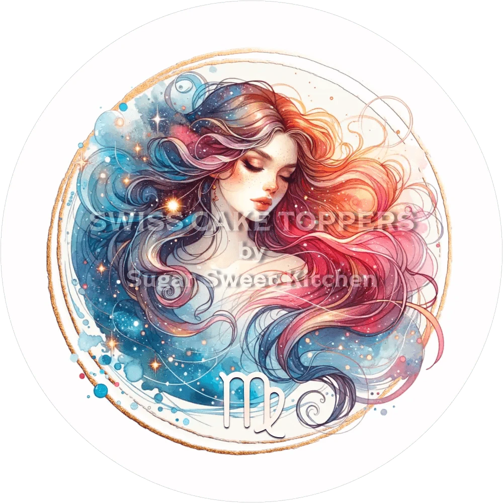 Sternzeichen Jungfrau-Tortenaufleger4 - personalisierbar - Fondant- Torten- & Cupcakeaufleger Sugar Sweet Kitchen