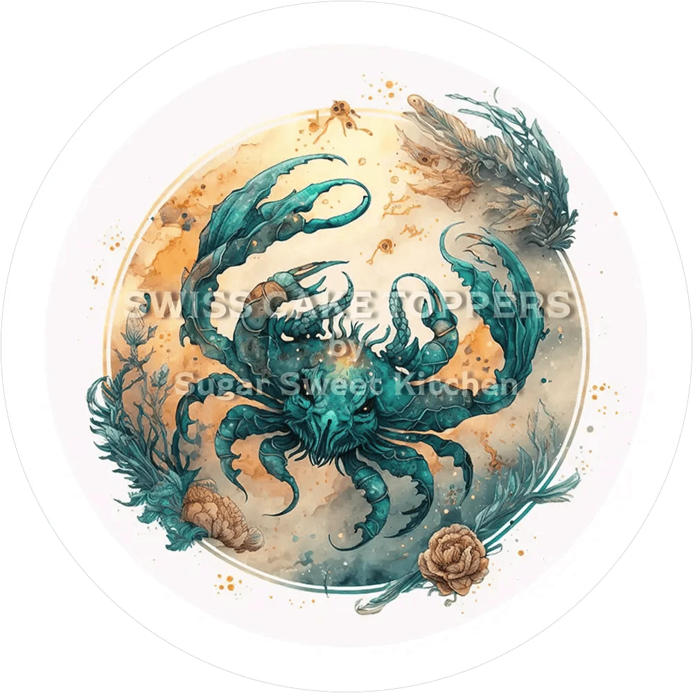 Sternzeichen Krebs-Tortenaufleger2 - personalisierbar - Fondant- Torten- & Cupcakeaufleger Sugar Sweet Kitchen