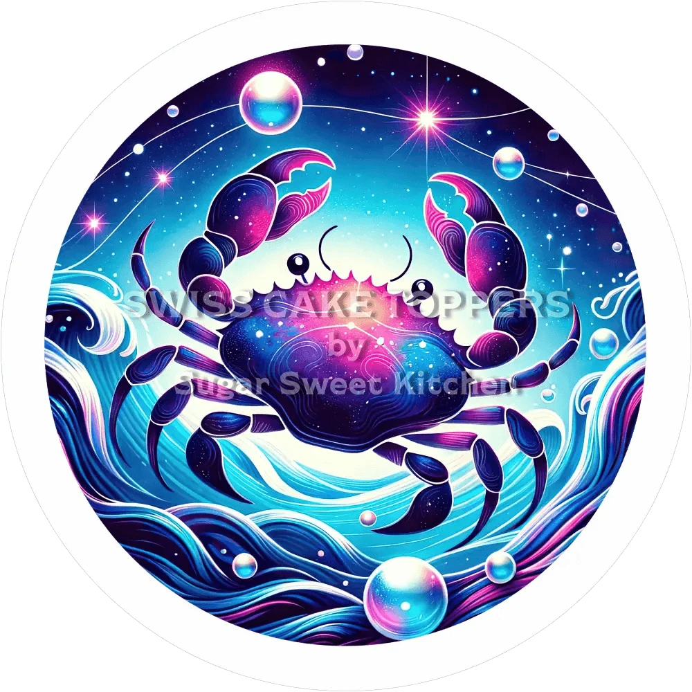 Sternzeichen Krebs-Tortenaufleger5 - personalisierbar - Fondant- Torten- & Cupcakeaufleger Sugar Sweet Kitchen