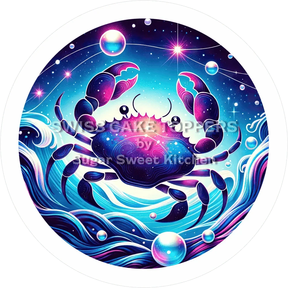 Sternzeichen Krebs-Tortenaufleger5 - personalisierbar - Fondant- Torten- & Cupcakeaufleger Sugar Sweet Kitchen
