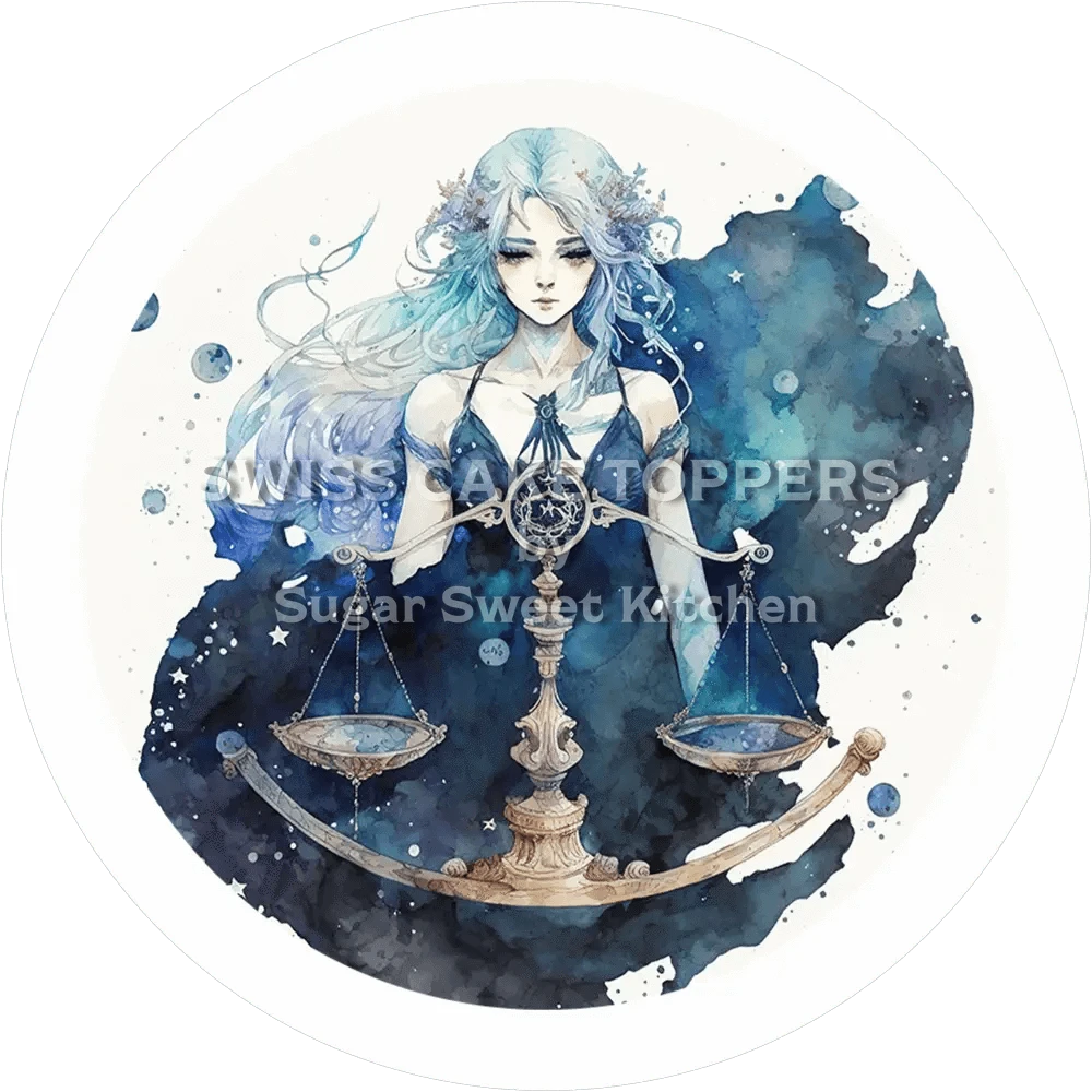Sternzeichen Waage-Tortenaufleger2 - personalisierbar - Fondant- Torten- & Cupcakeaufleger Sugar Sweet Kitchen