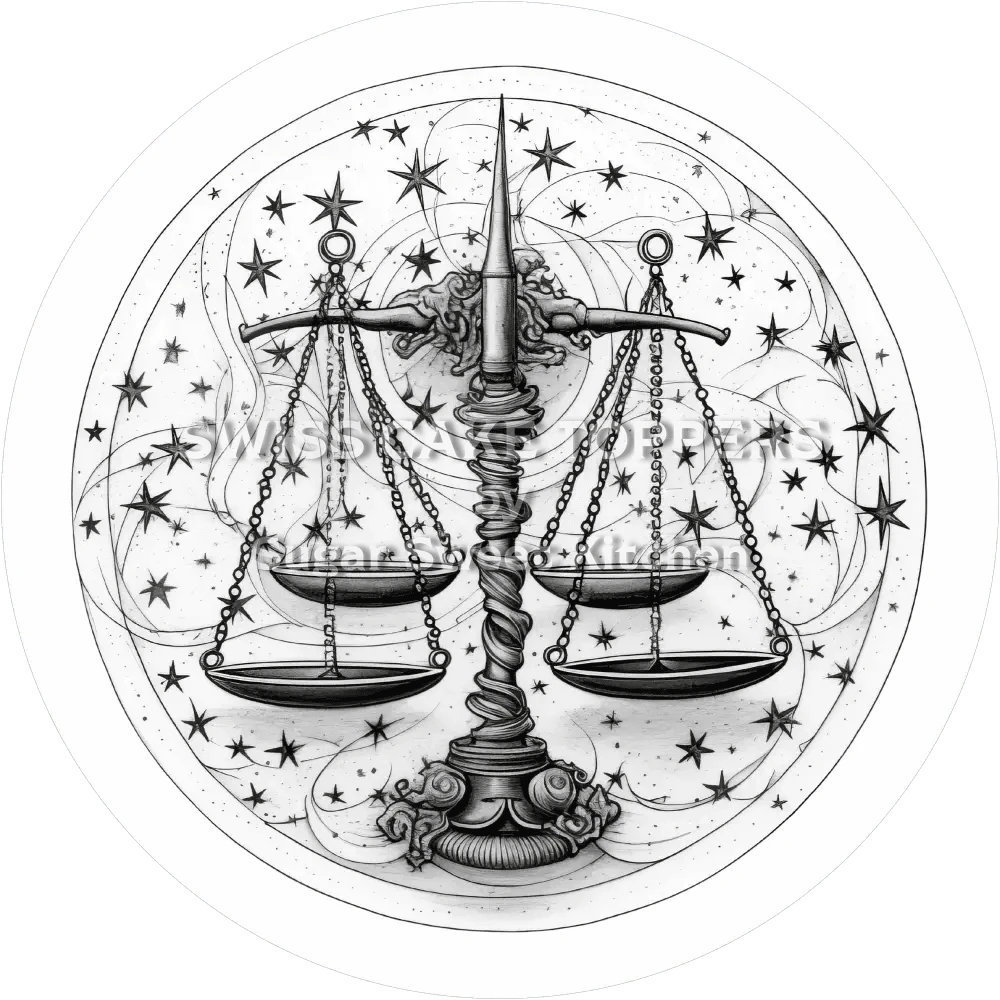 Sternzeichen Waage-Tortenaufleger3 - personalisierbar - Fondant- Torten- & Cupcakeaufleger Sugar Sweet Kitchen