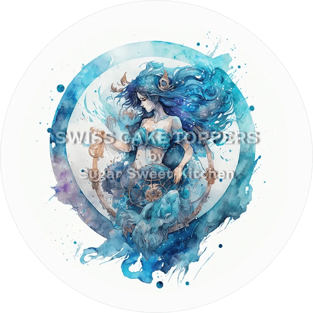 Sternzeichen Wassermann-Tortenaufleger2 - personalisierbar - Fondant- Torten- & Cupcakeaufleger Sugar Sweet Kitchen