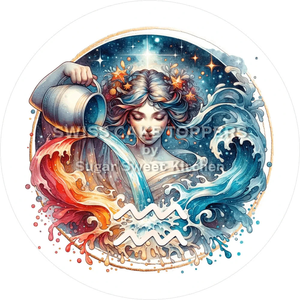 Sternzeichen Wassermann-Tortenaufleger4 - personalisierbar - Fondant- Torten- & Cupcakeaufleger Sugar Sweet Kitchen