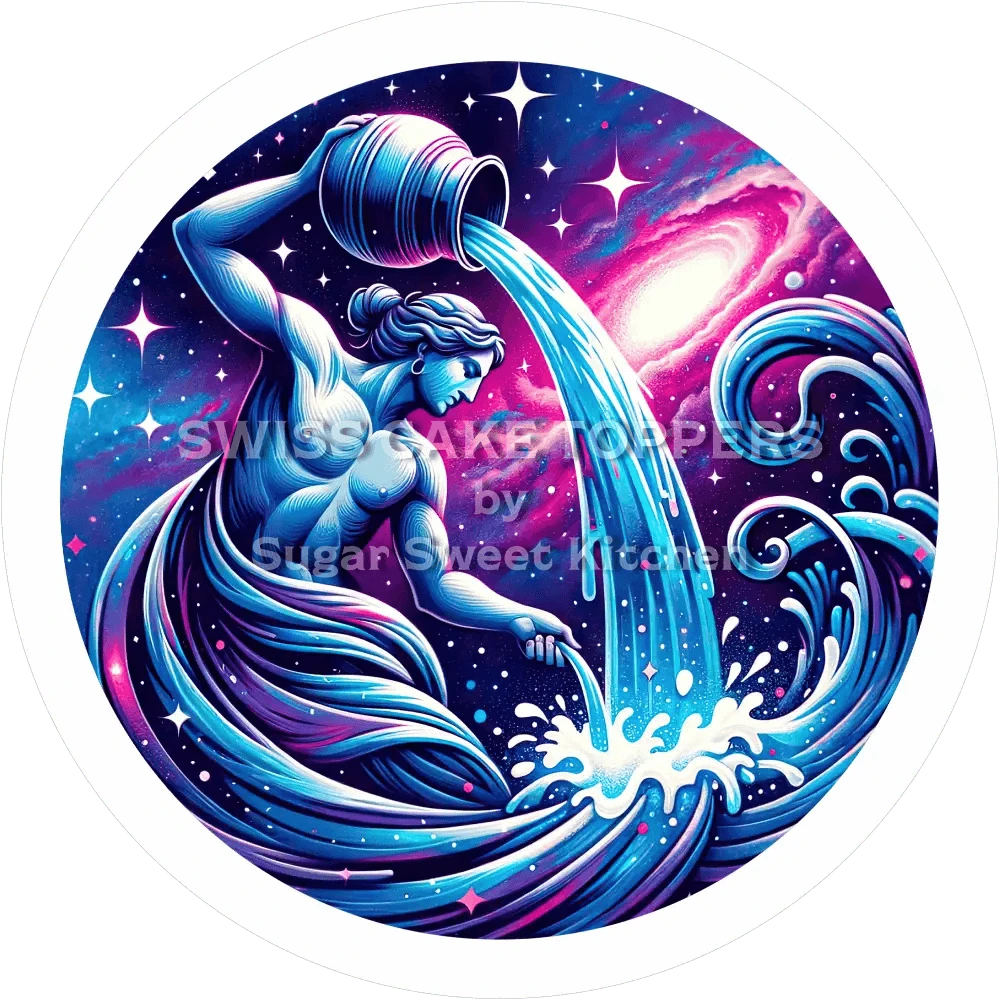 Sternzeichen Wassermann-Tortenaufleger5 - personalisierbar - Fondant- Torten- & Cupcakeaufleger Sugar Sweet Kitchen