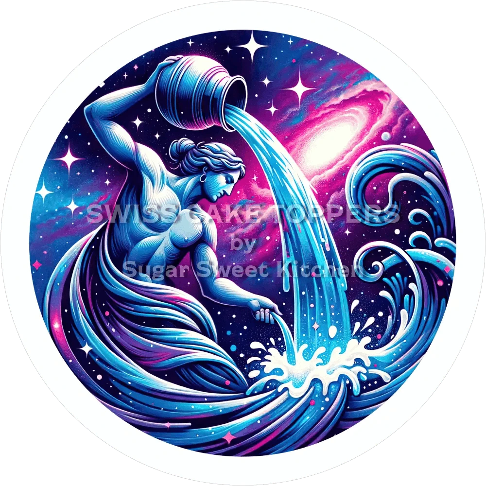 Sternzeichen Wassermann-Tortenaufleger5 - personalisierbar - Fondant- Torten- & Cupcakeaufleger Sugar Sweet Kitchen