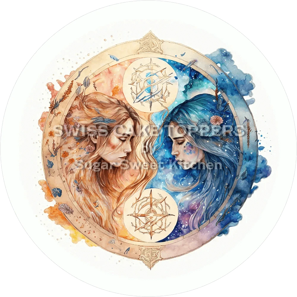 Sternzeichen Zwilling-Tortenaufleger2 - personalisierbar - Fondant- Torten- & Cupcakeaufleger Sugar Sweet Kitchen
