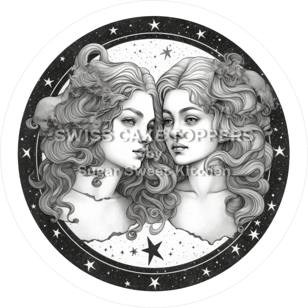 Sternzeichen Zwilling-Tortenaufleger3 - personalisierbar - Fondant- Torten- & Cupcakeaufleger Sugar Sweet Kitchen