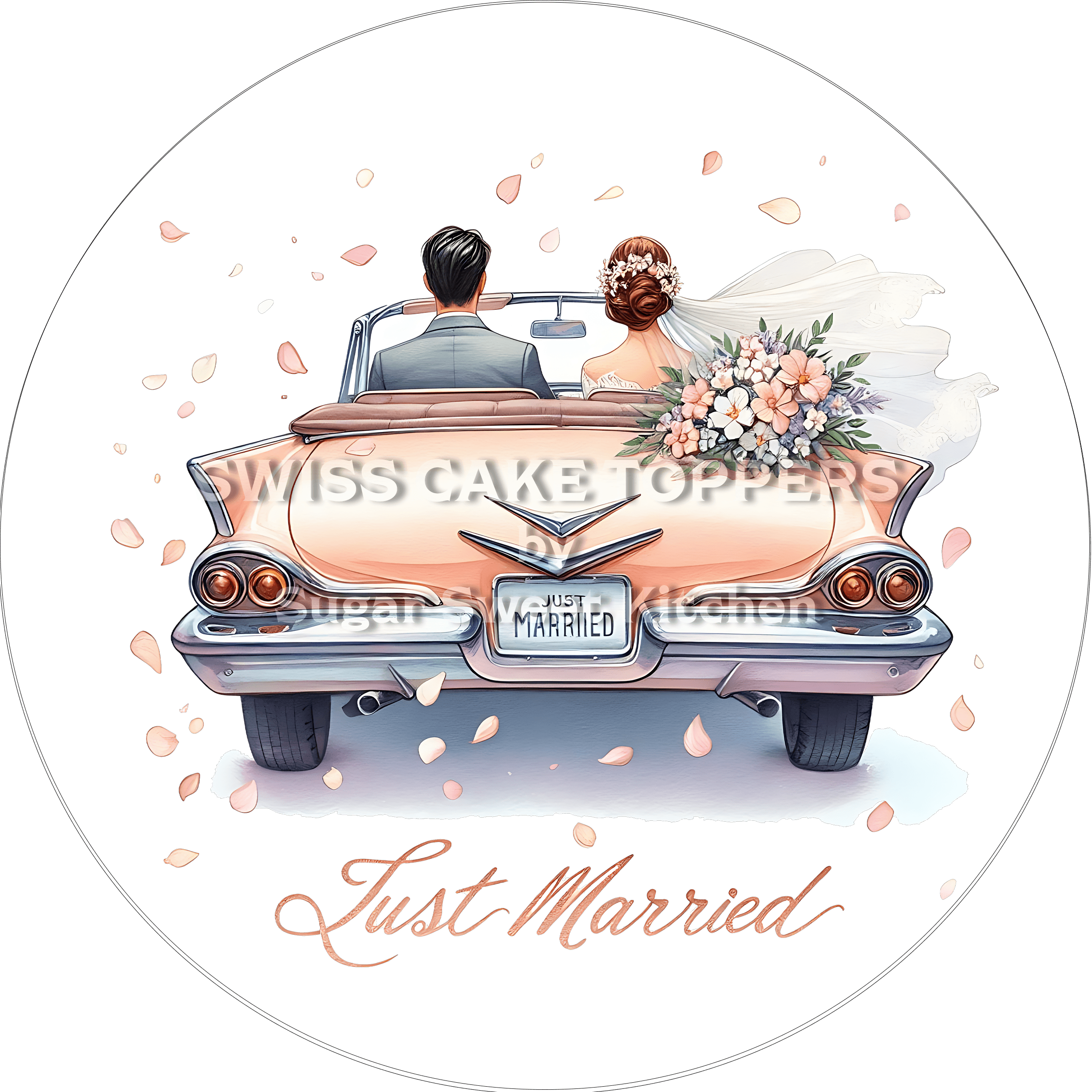 Stilvoller Hochzeits- Tortenaufleger - personalisierbar - Fondant- Torten- & Cupcakeaufleger Sugar Sweet Kitchen