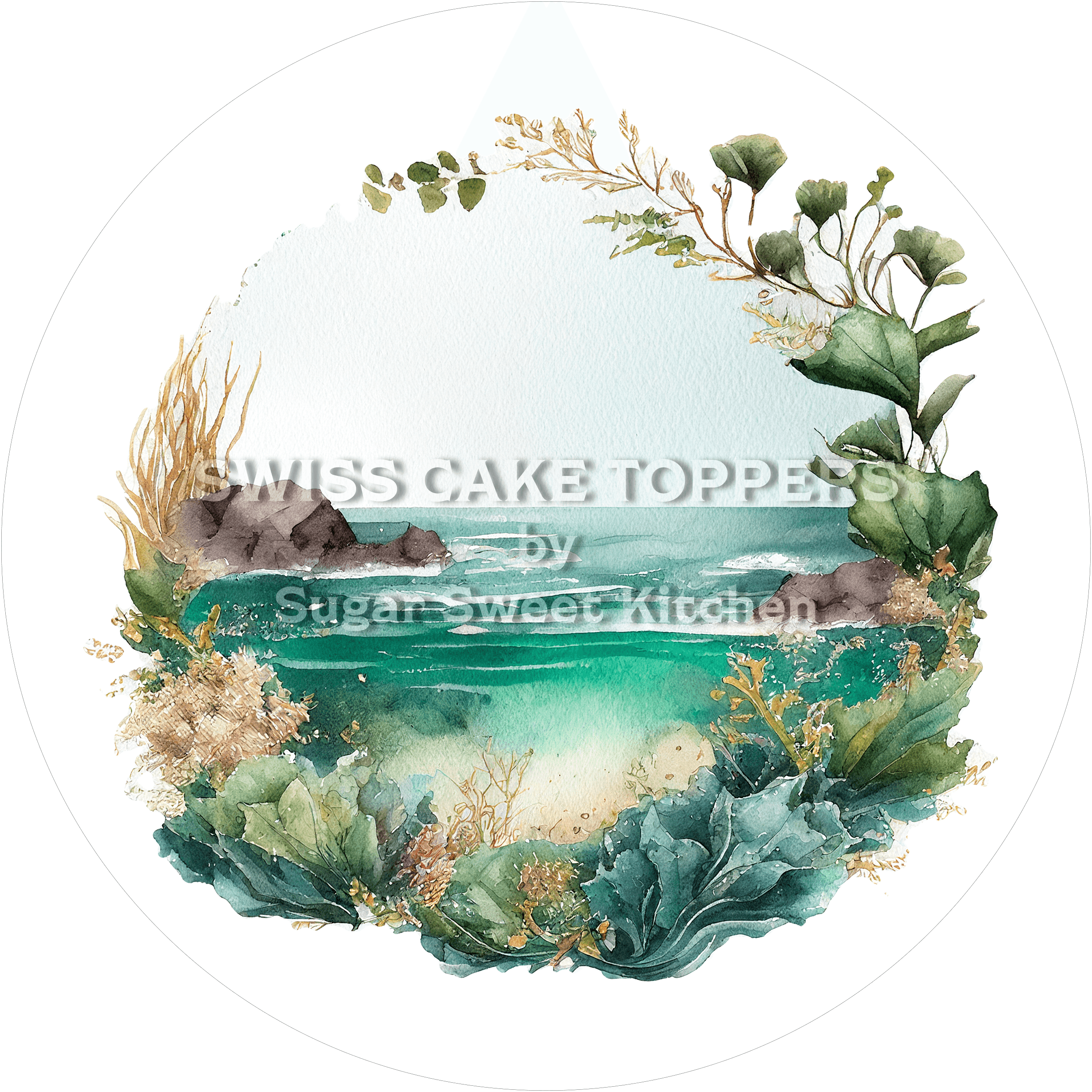 Stilvoller Tortenaufleger mit Seen- & Flussmotiven3 - personalisierbar - Fondant- Torten- Cupcakeaufleger Sugar Sweet