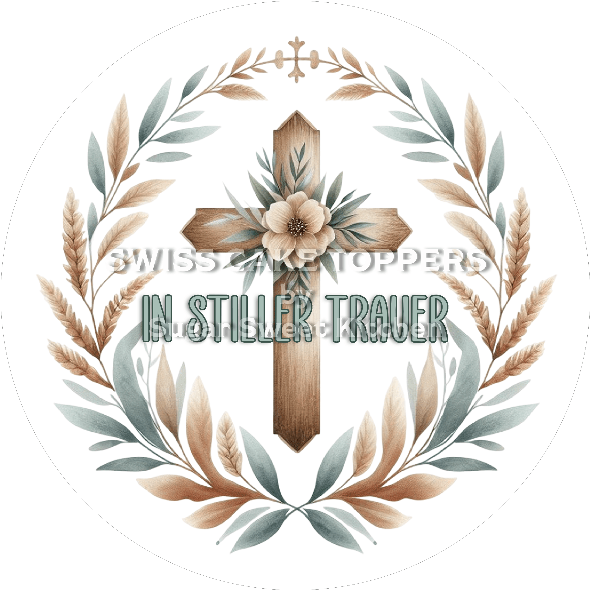 Stilvoller Trauer-Tortenaufleger2 - personalisierbar - Fondant- Torten- & Cupcakeaufleger Sugar Sweet Kitchen