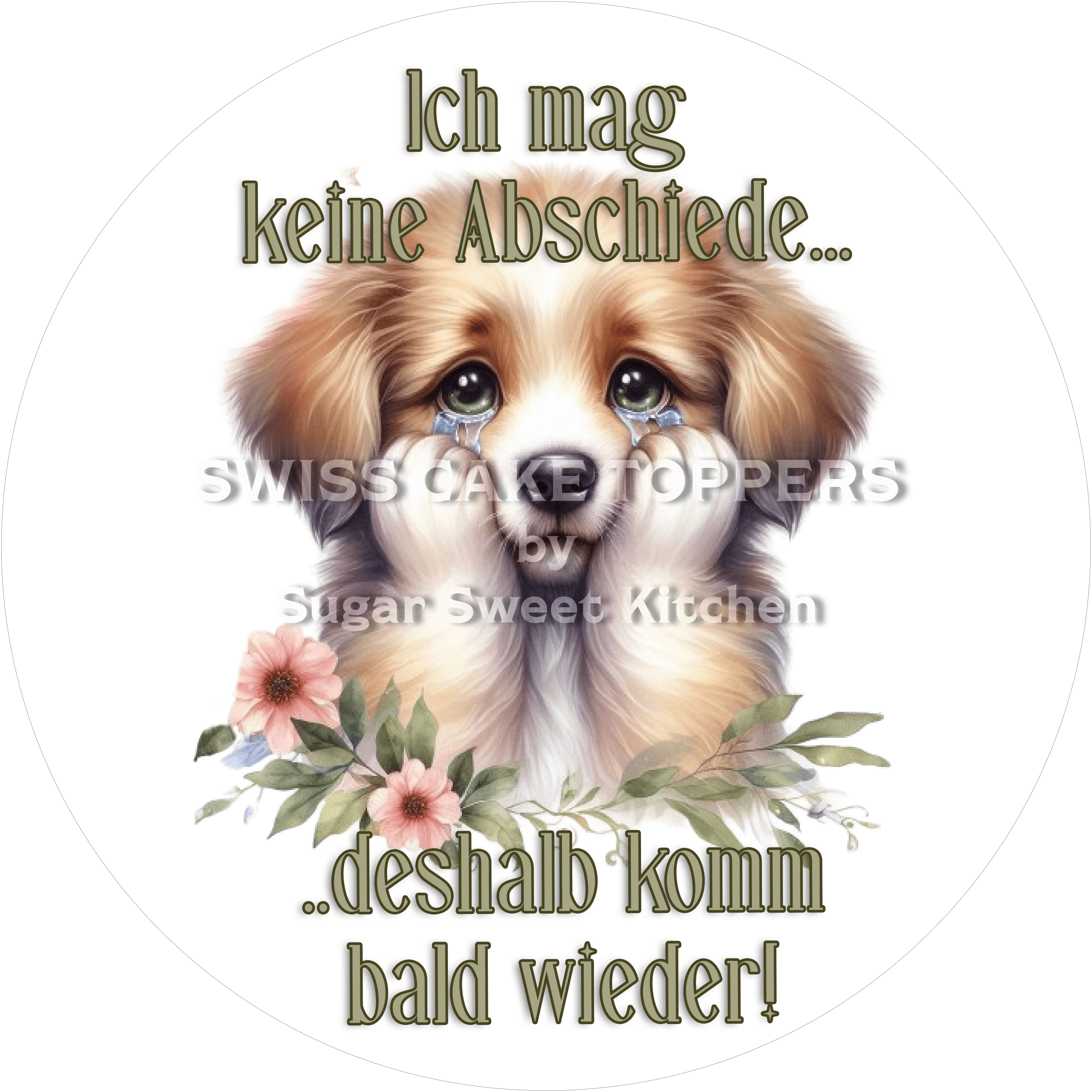 Süsser Abschieds-Tortenaufleger - Bye12 - personalisierbar - Fondant- Torten- & Cupcakeaufleger Sugar Sweet Kitchen