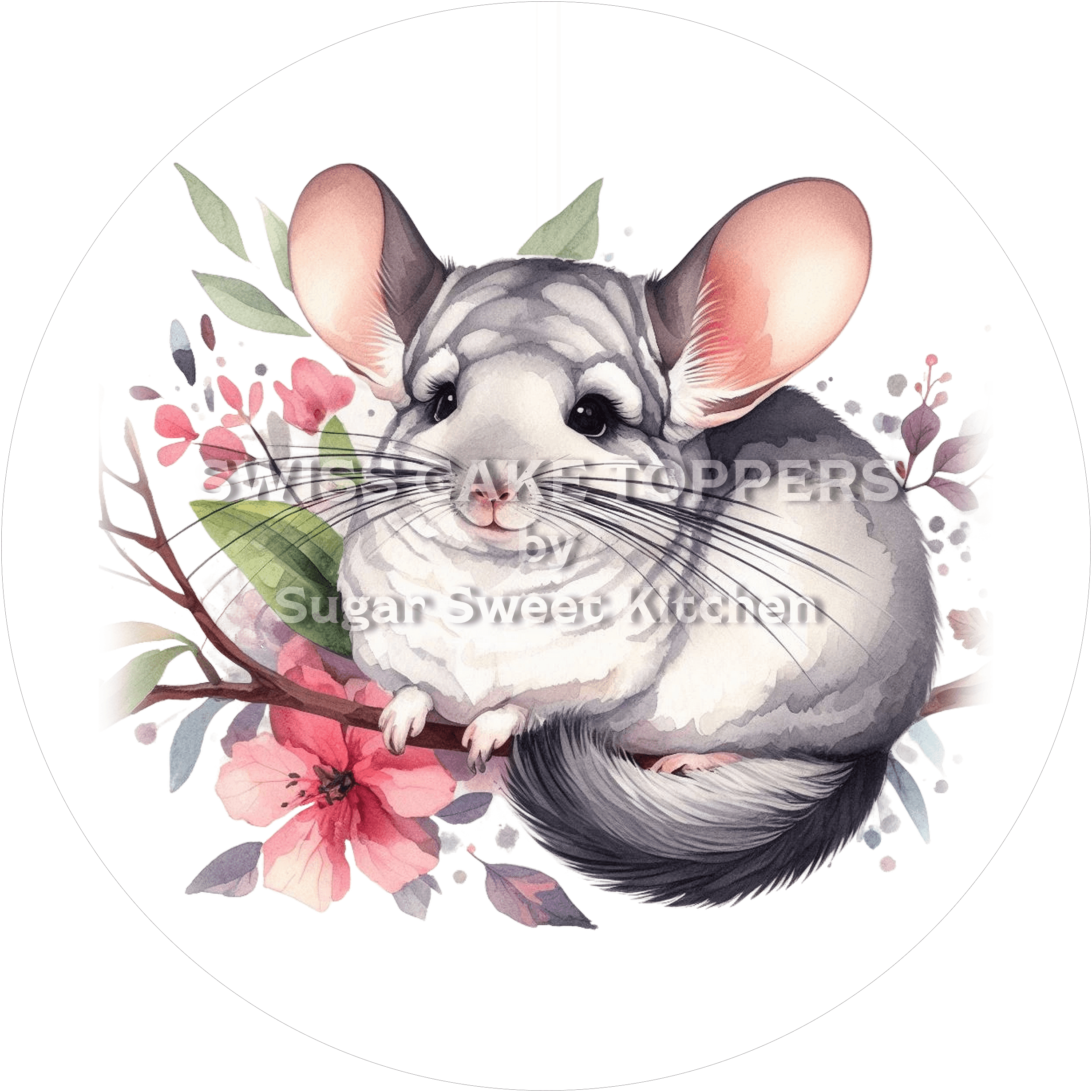 Süsser Chinchilla-Tortenaufleger2- personalisierbar - Fondant- Torten- & Cupcakeaufleger Sugar Sweet Kitchen