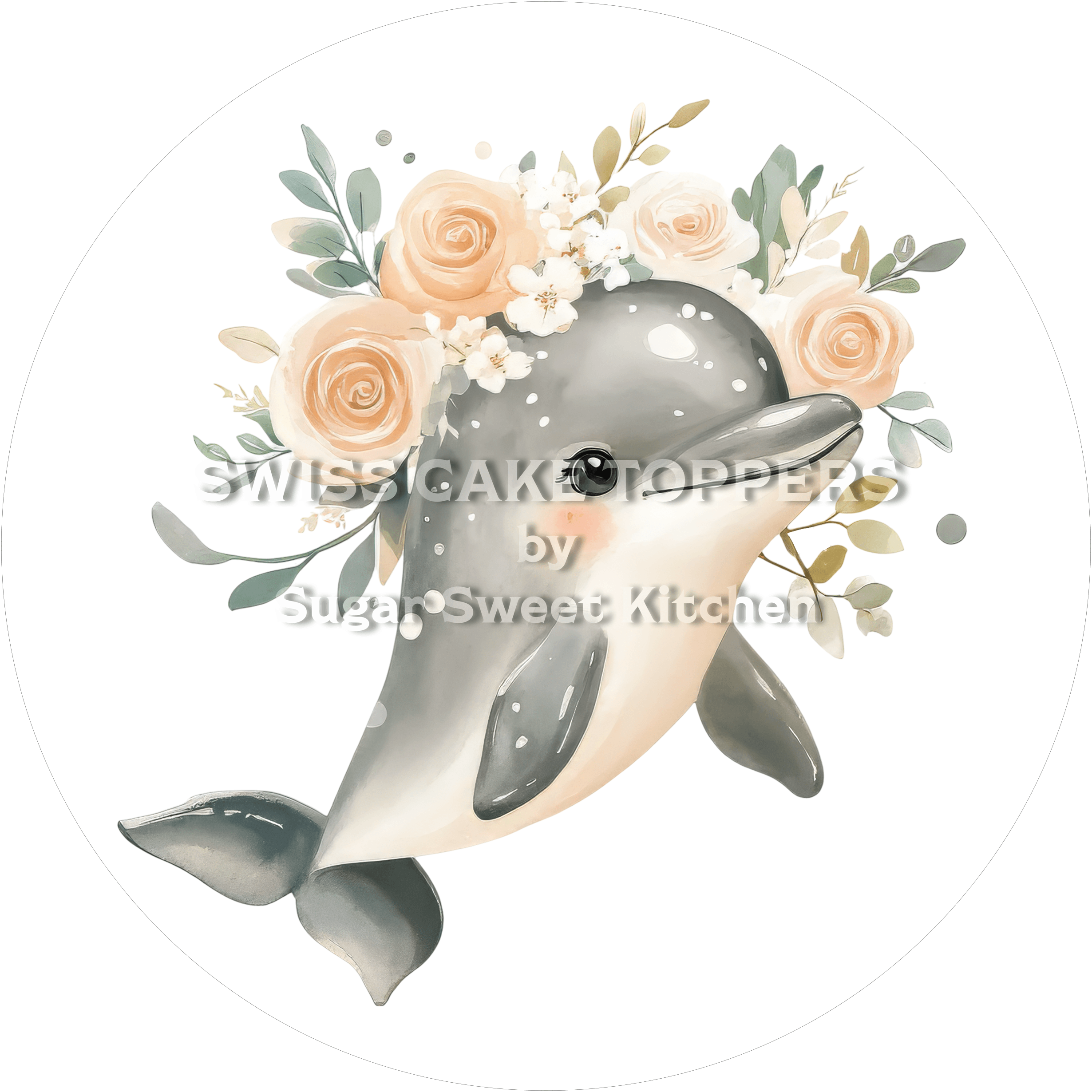 Süsser Delfin-Tortenaufleger6 - personalisierbar - Fondant- Torten- & Cupcakeaufleger Sugar Sweet Kitchen