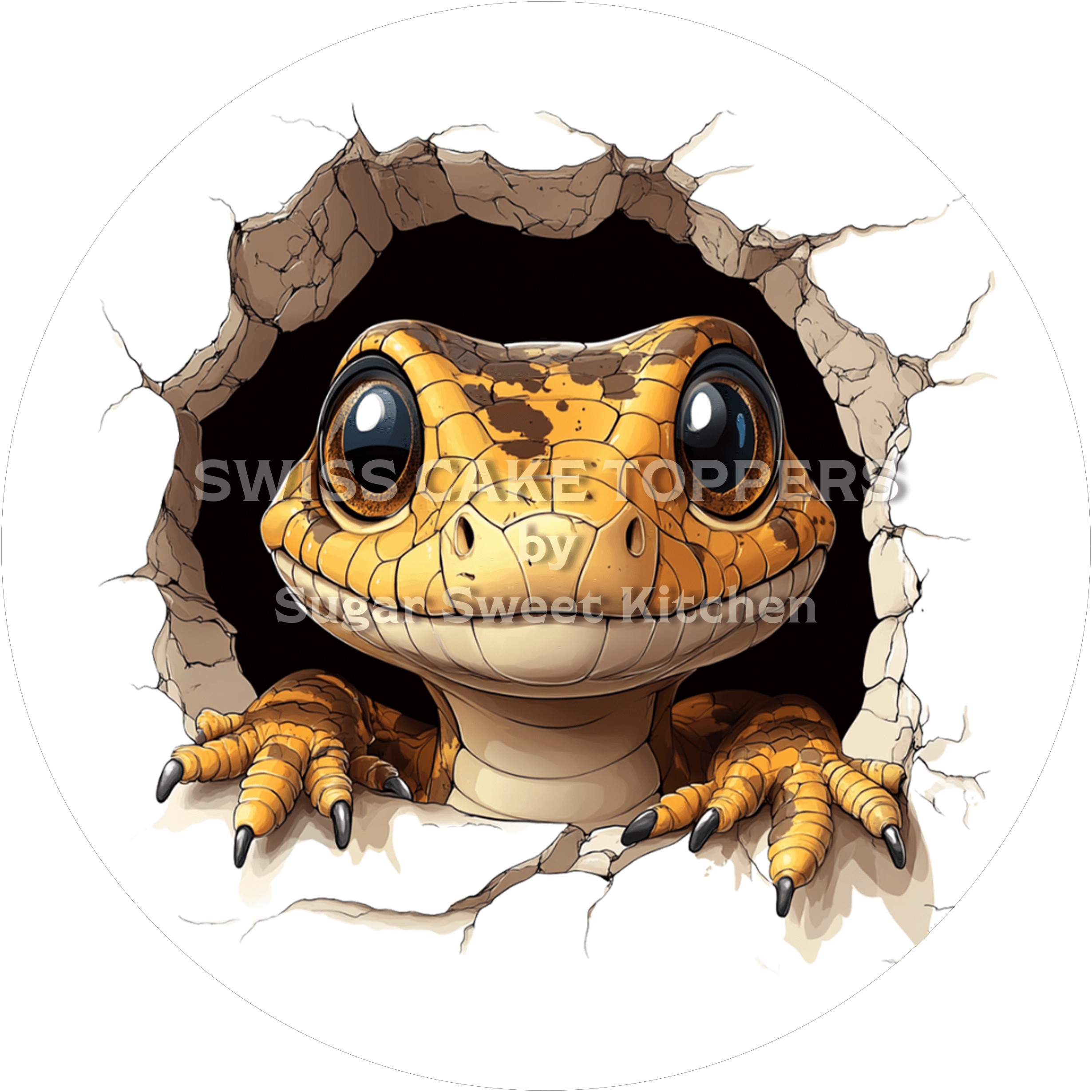 Süsser Gecko-Tortenaufleger1 - personalisierbar - Fondant- Torten- & Cupcakeaufleger Sugar Sweet Kitchen