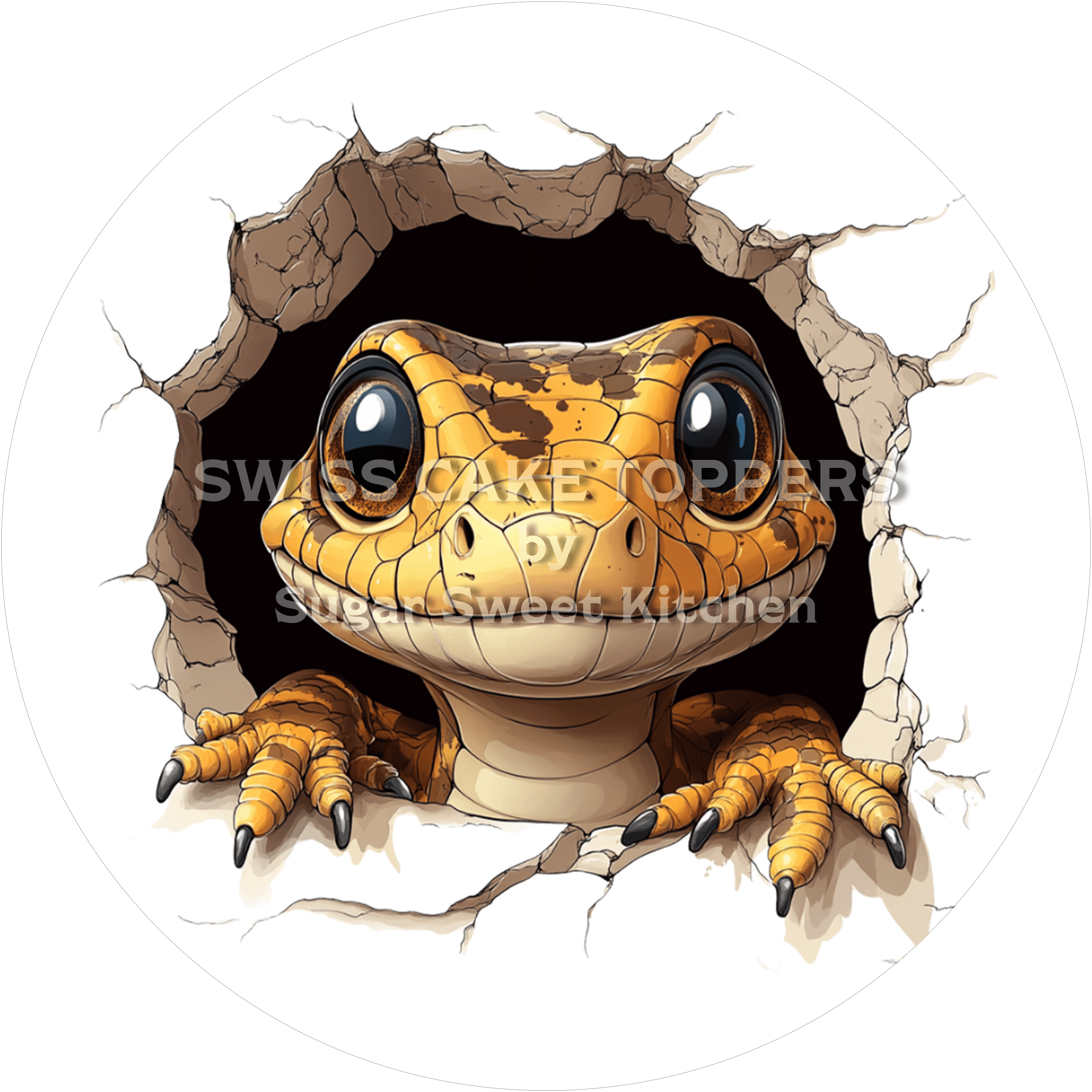 Süsser Gecko-Tortenaufleger1 - personalisierbar - Fondant- Torten- & Cupcakeaufleger Sugar Sweet Kitchen