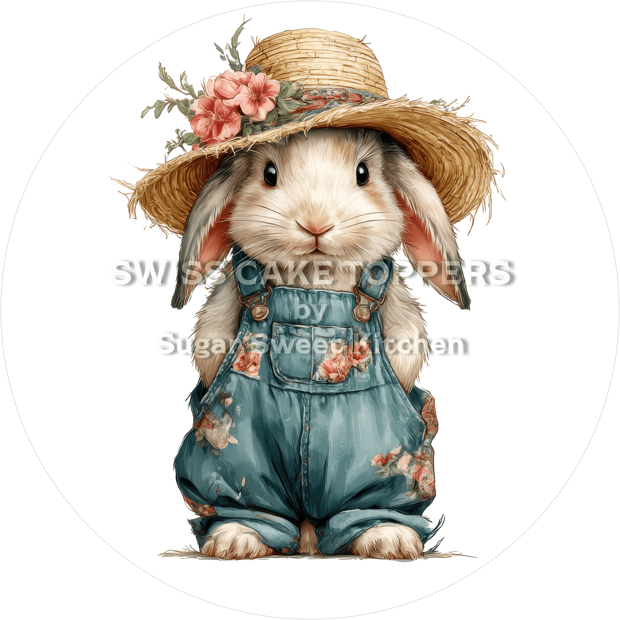 Süsser Hasen-Tortenaufleger2 - personalisierbar - Fondant- Torten- & Cupcakeaufleger Sugar Sweet Kitchen