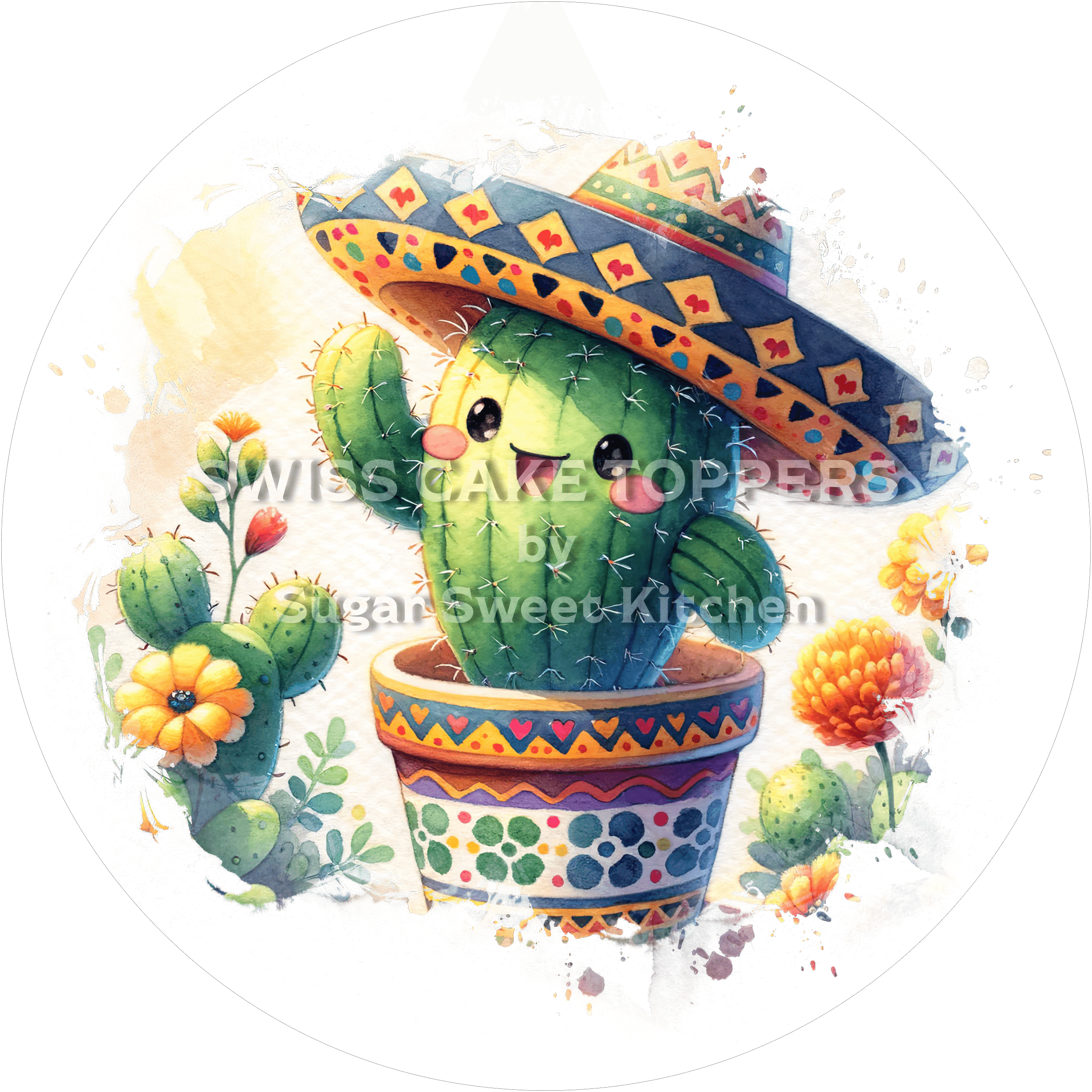 Süsser Kakteen-Tortenaufleger6 - personalisierbar - Fondant- Torten- & Cupcakeaufleger Sugar Sweet Kitchen