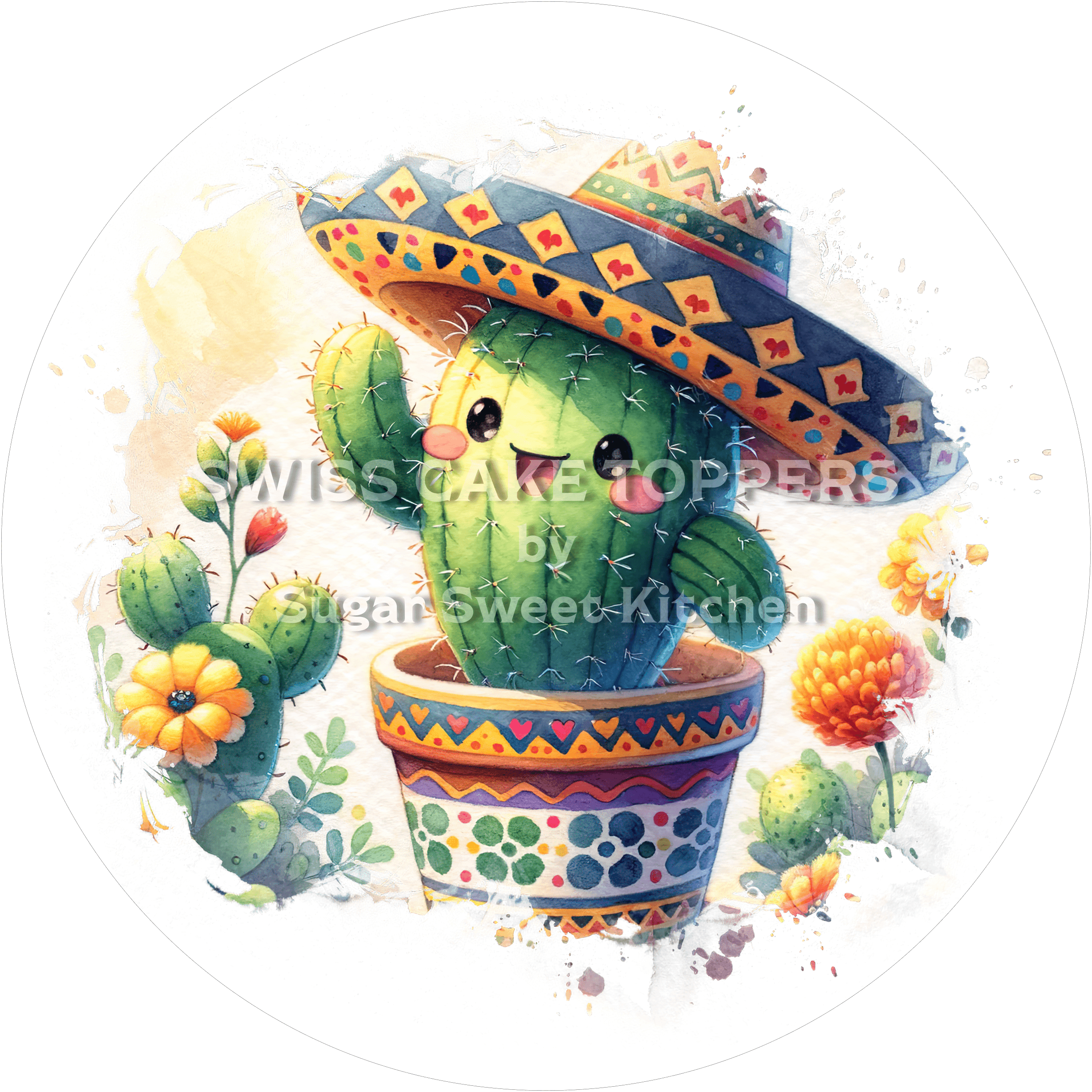 Süsser Kakteen-Tortenaufleger6 - personalisierbar - Fondant- Torten- & Cupcakeaufleger Sugar Sweet Kitchen