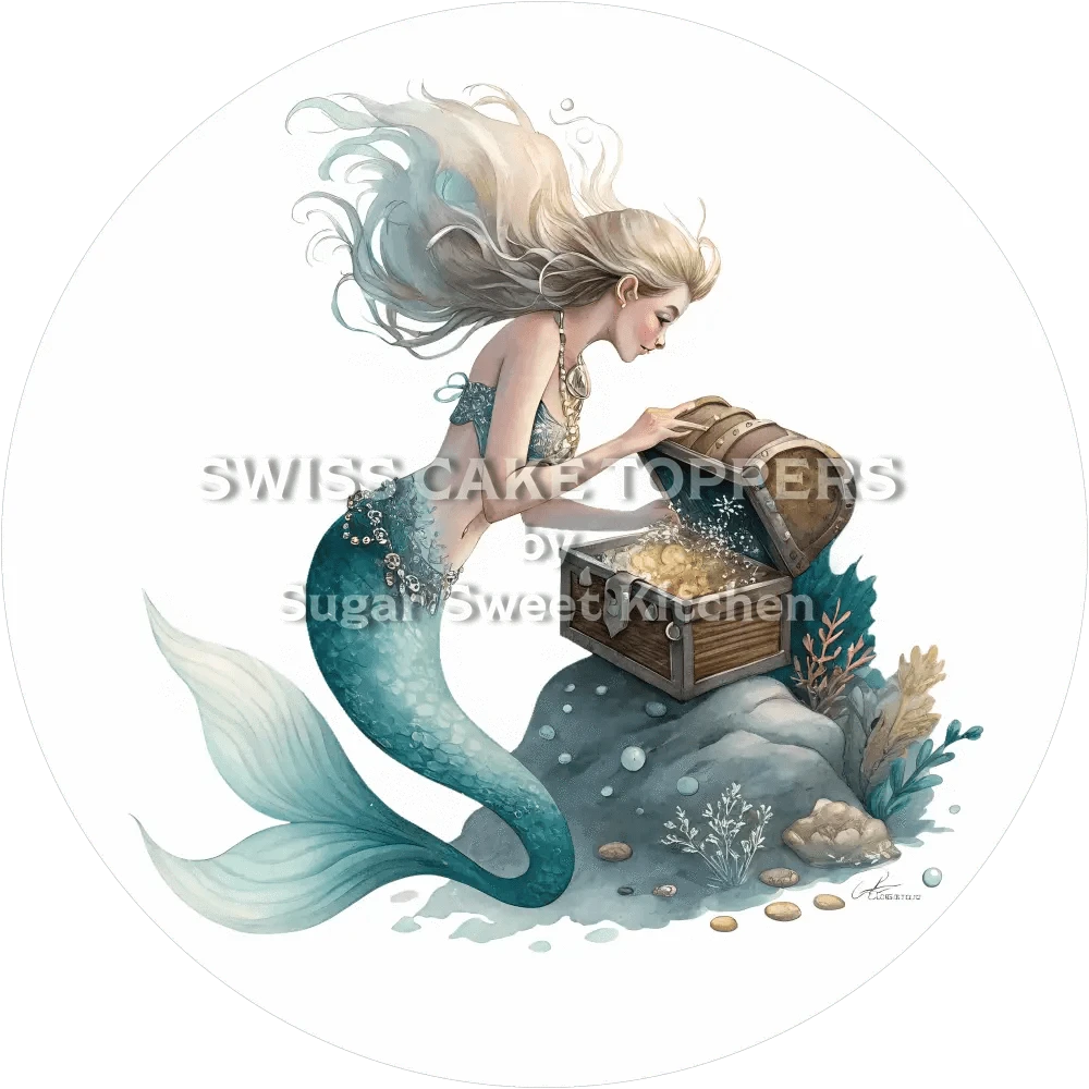 Süsser Mermaid -Tortenaufleger16 - personalisierbar - Fondant- Torten- & Cupcakeaufleger Sugar Sweet Kitchen