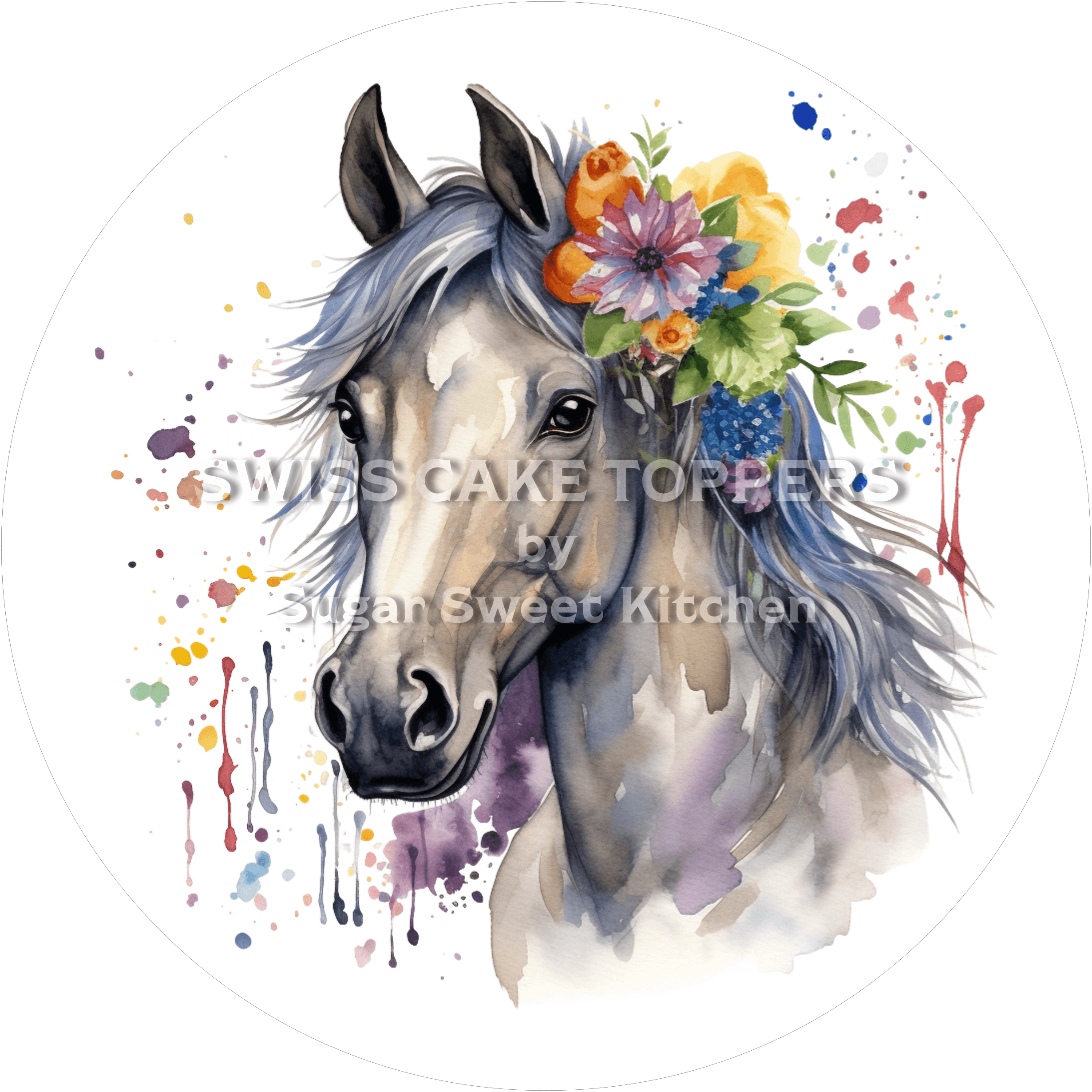 Süsser Pferde-Tortenaufleger1 - personalisierbar - Fondant- Torten- & Cupcakeaufleger Sugar Sweet Kitchen