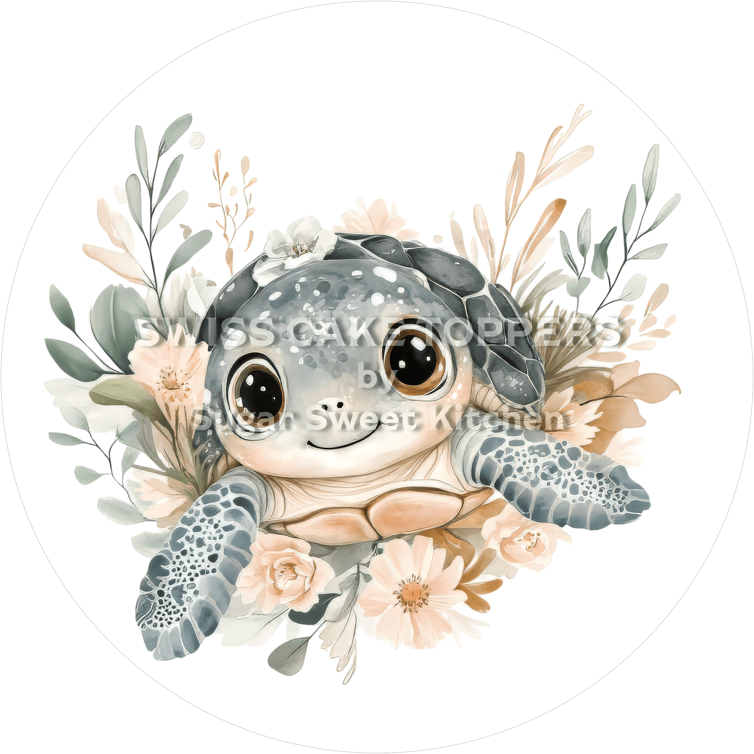 Süsser Schildkröten-Tortenaufleger4 - personalisierbar - Fondant- Torten- & Cupcakeaufleger Sugar Sweet Kitchen