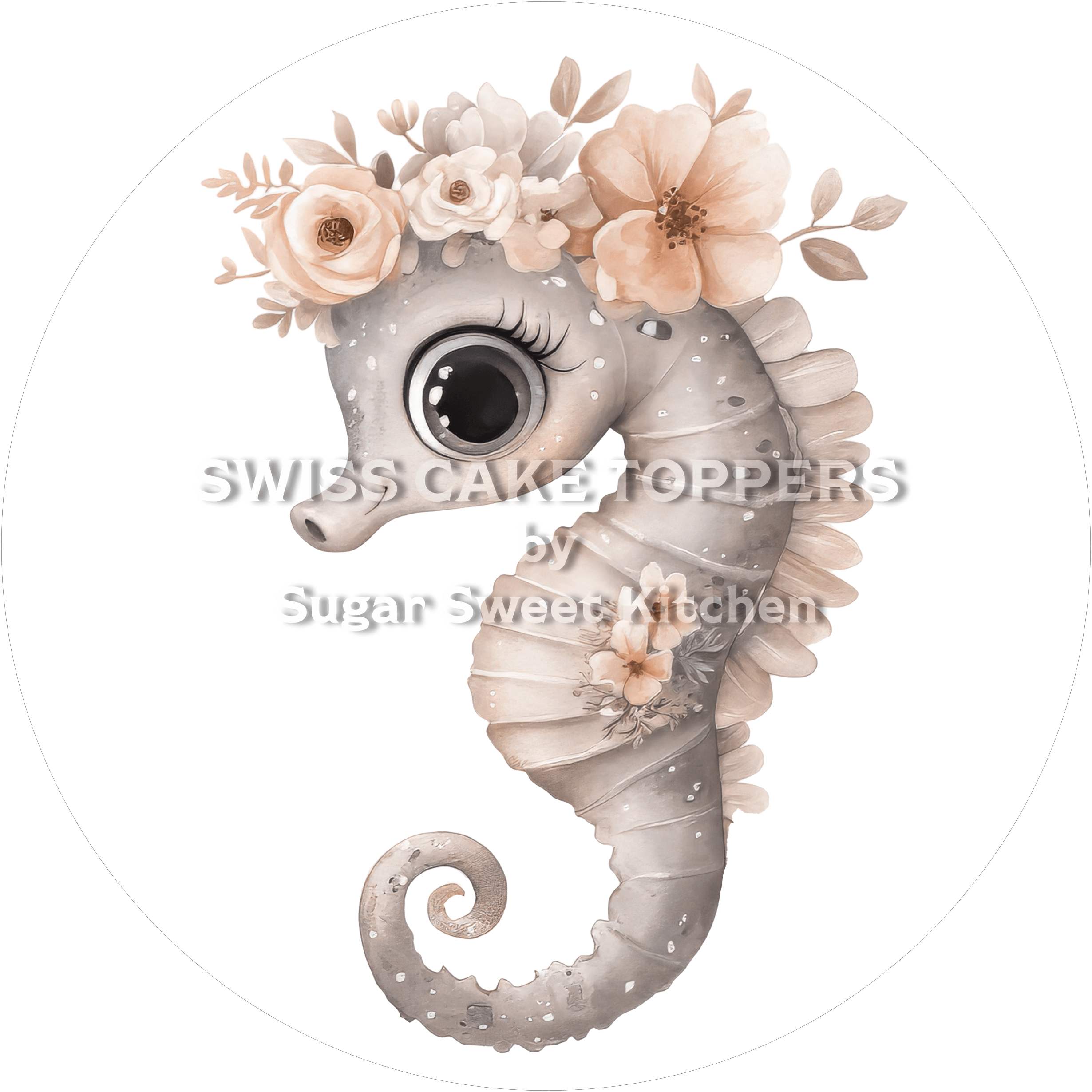 Süsser Seepferdchen-Tortenaufleger1 - personalisierbar - Fondant- Torten- & Cupcakeaufleger Sugar Sweet Kitchen