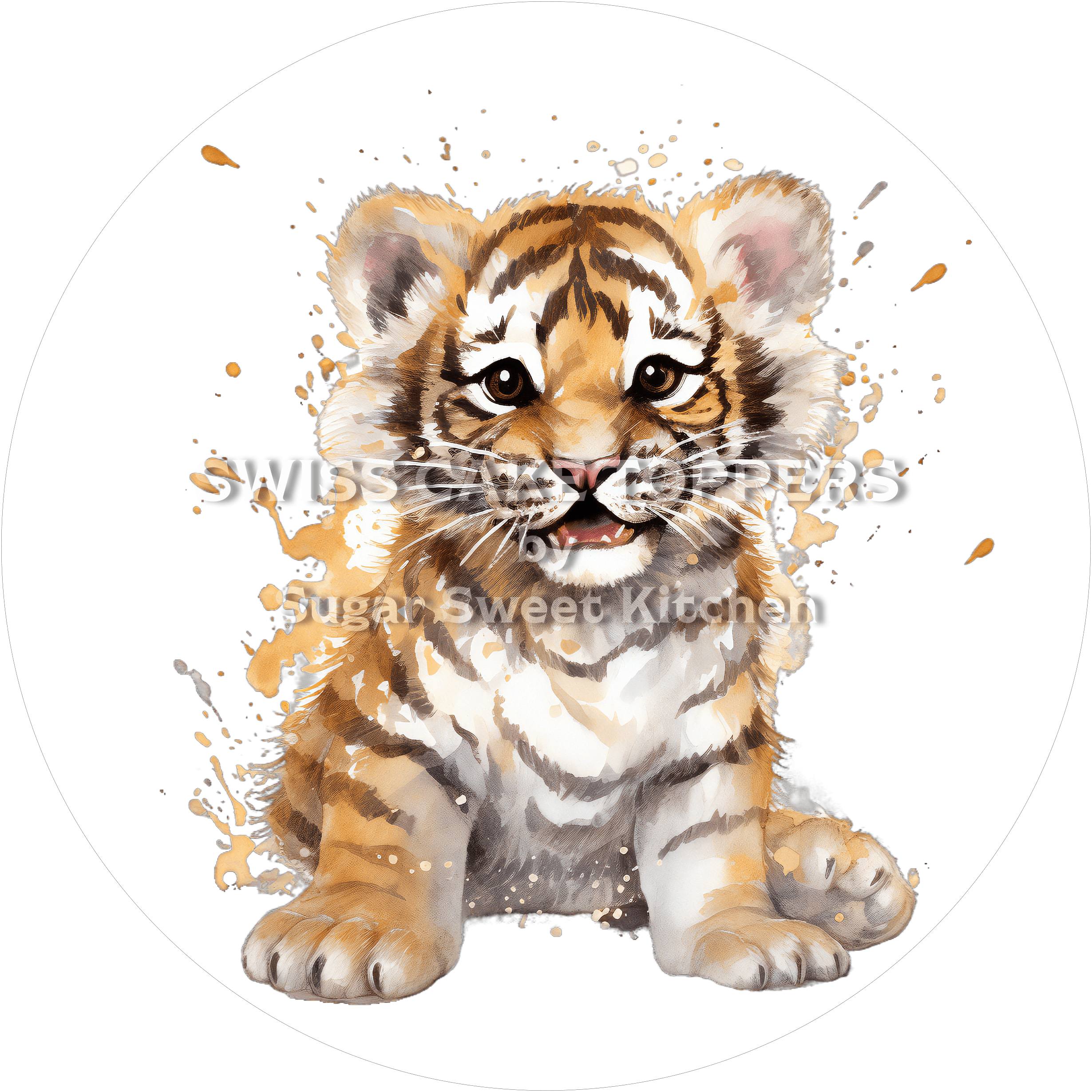 Süsser Tiger-Tortenaufleger1 - personalisierbar - Fondant- Torten- & Cupcakeaufleger Sugar Sweet Kitchen