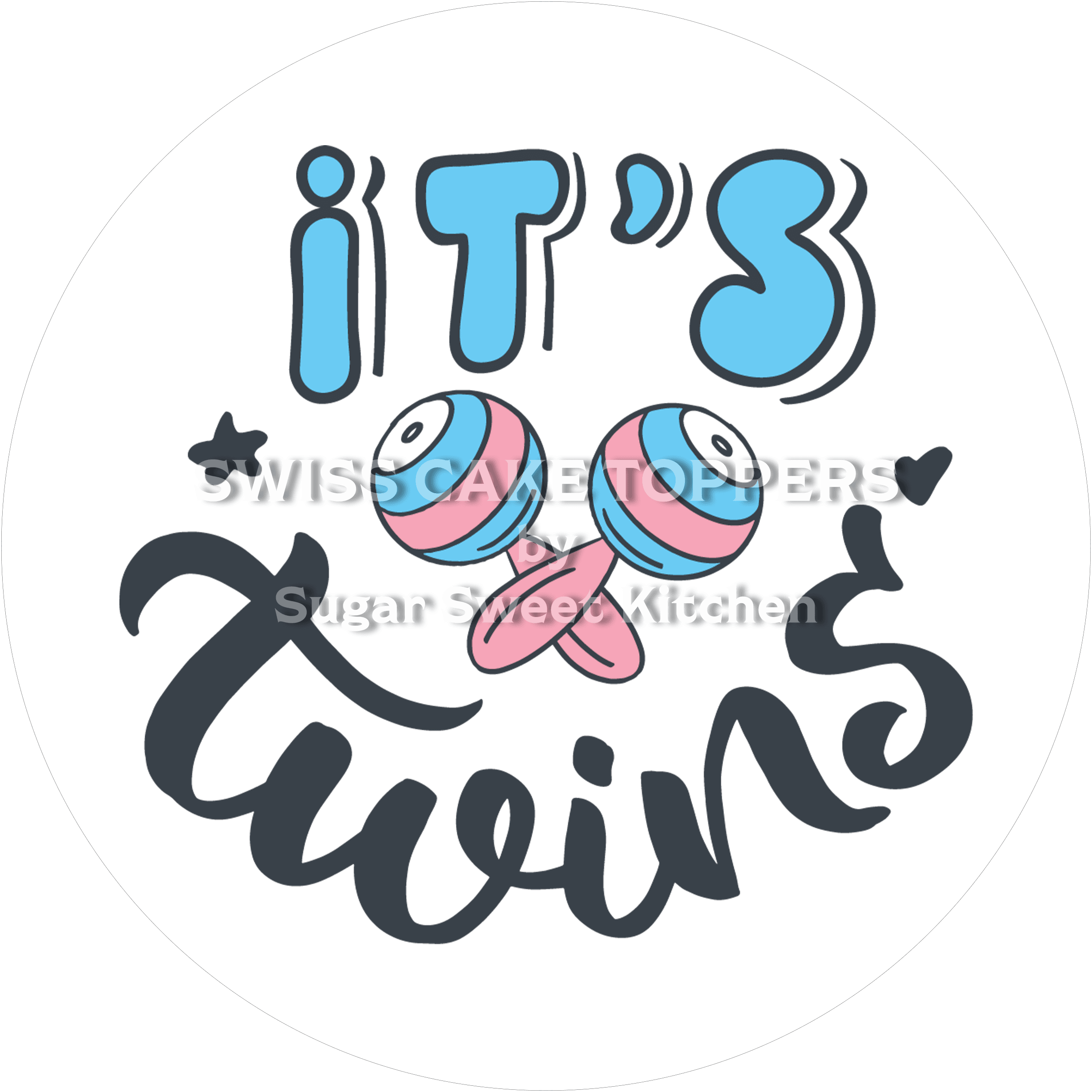 Süsser Tortenaufleger - It’s Twins - personalisierbar - Fondant- Torten- & Cupcakeaufleger Sugar Sweet Kitchen