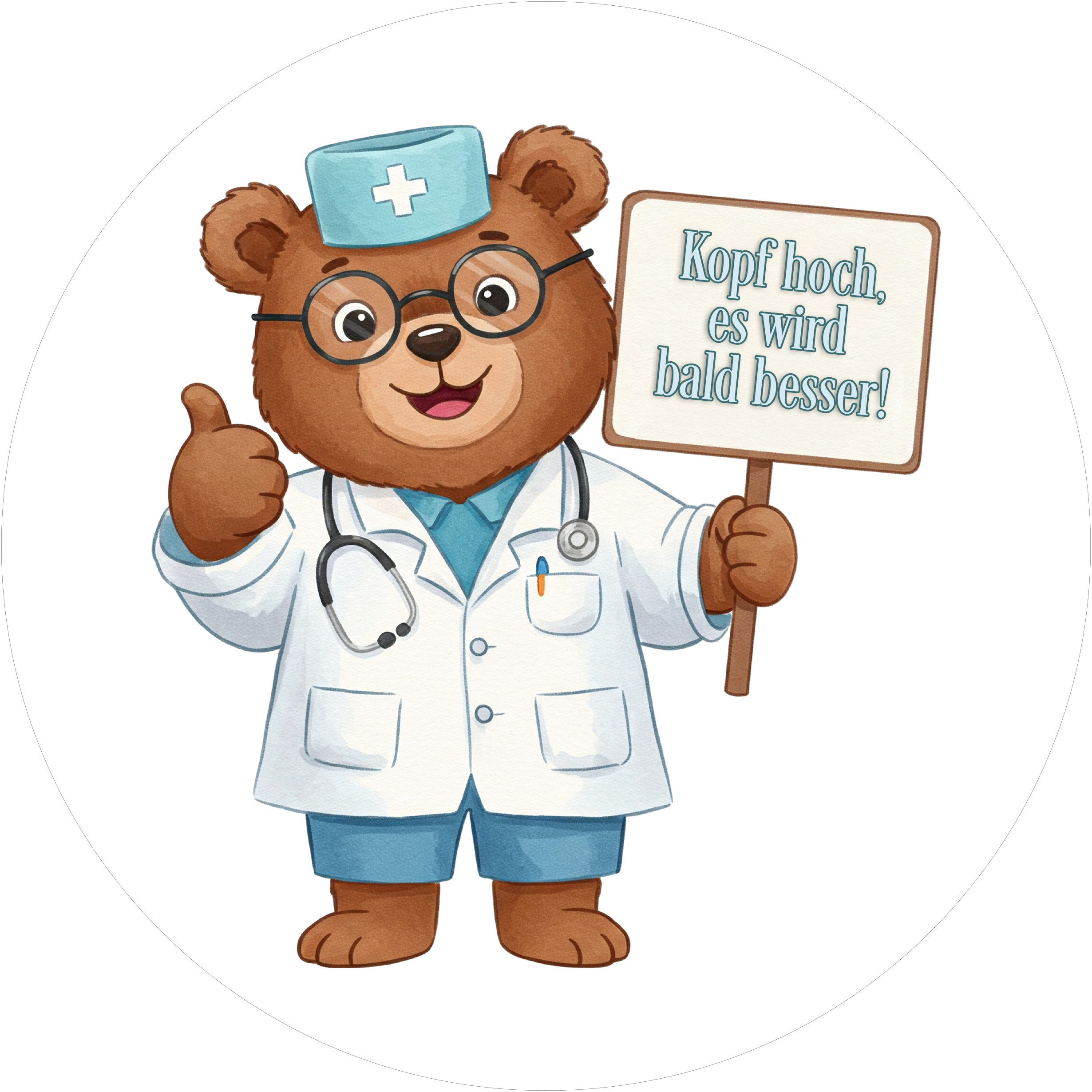 Süsser Tortenaufleger mit Genesungswünschen6 - personalisierbar - Fondant- Torten- & Cupcakeaufleger Sugar Sweet Kitchen