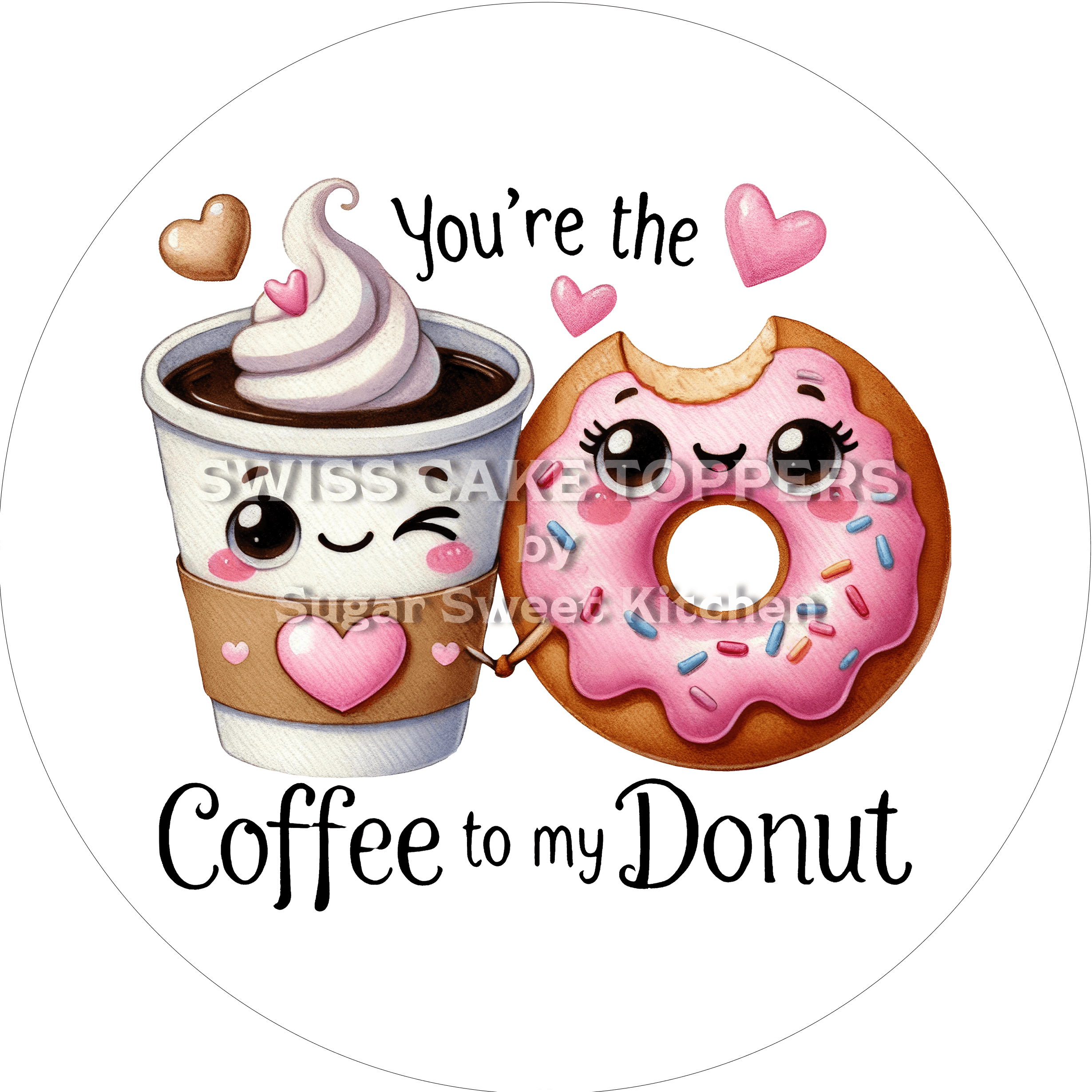 Süsser Valentins- Tortenaufleger LV6 - personalisierbar - Fondant- Torten- & Cupcakeaufleger Sugar Sweet Kitchen