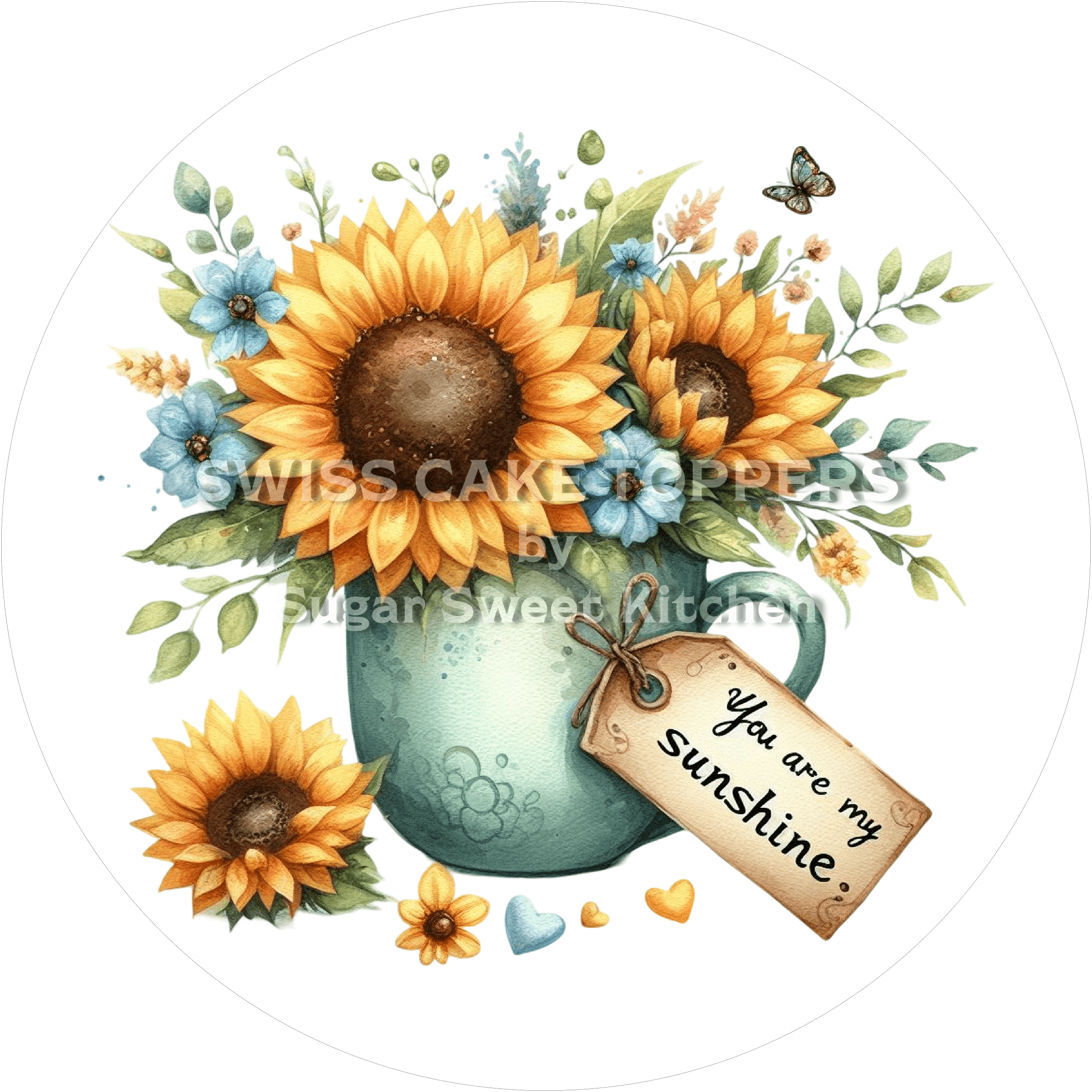 Sunshine-Tortenaufleger für süsse Botschaften8 - personalisierbar - Fondant- Torten- & Cupcakeaufleger Sugar Sweet
