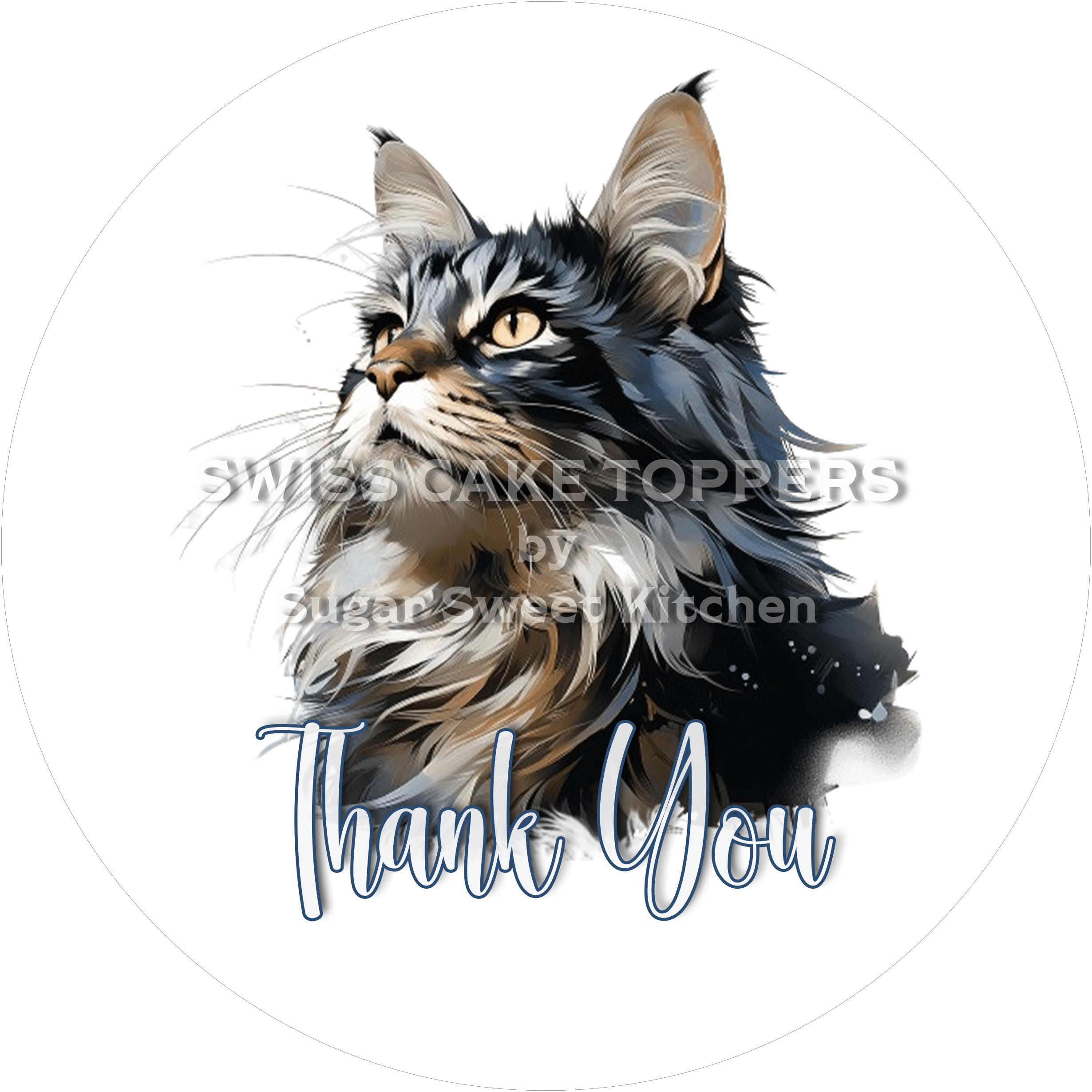 Thank You-Tortenaufleger Cat5 - personalisierbar - Fondant- Torten- & Cupcakeaufleger Sugar Sweet Kitchen