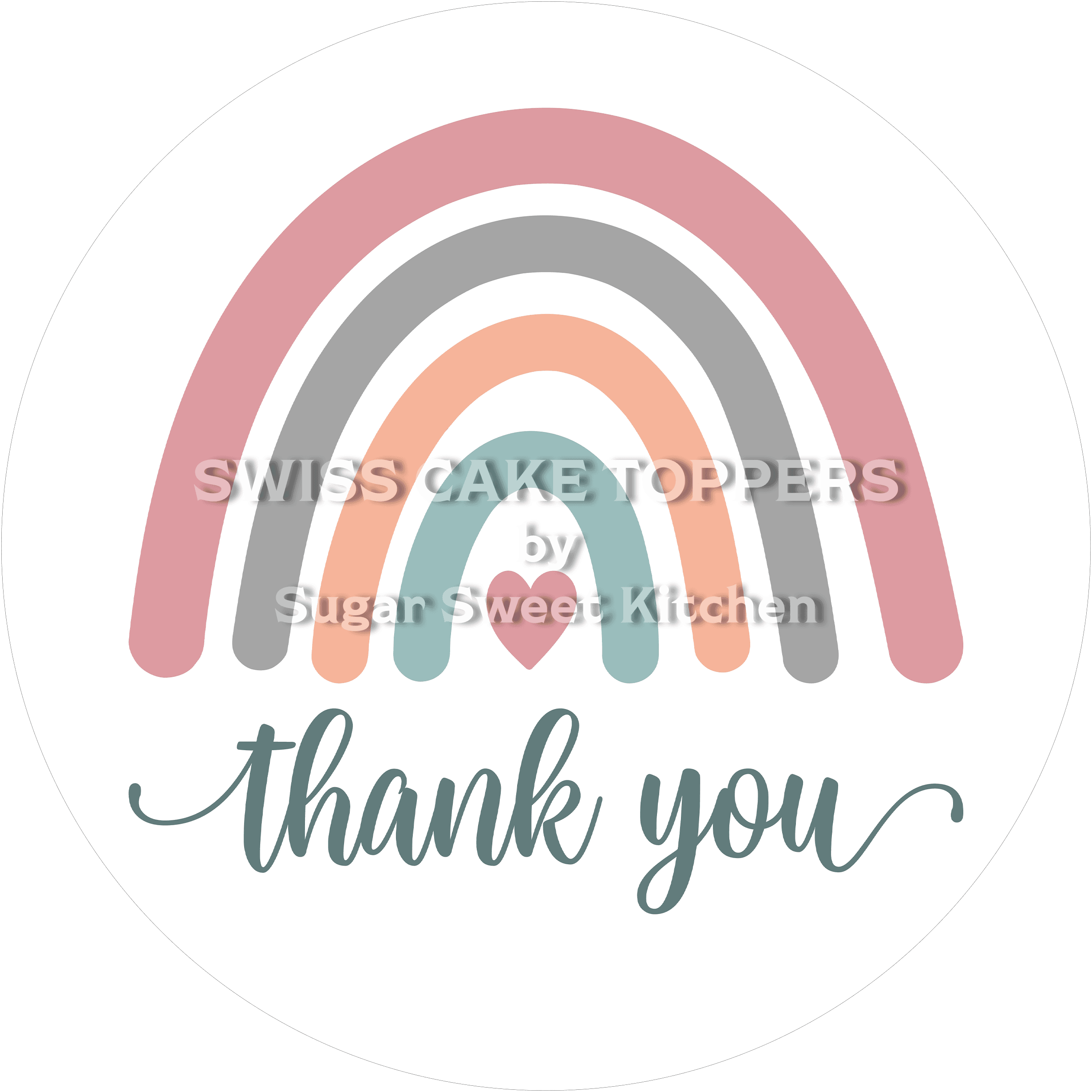 Thank You-Tortenaufleger Rainbow - personalisierbar - Fondant- Torten- & Cupcakeaufleger Sugar Sweet Kitchen