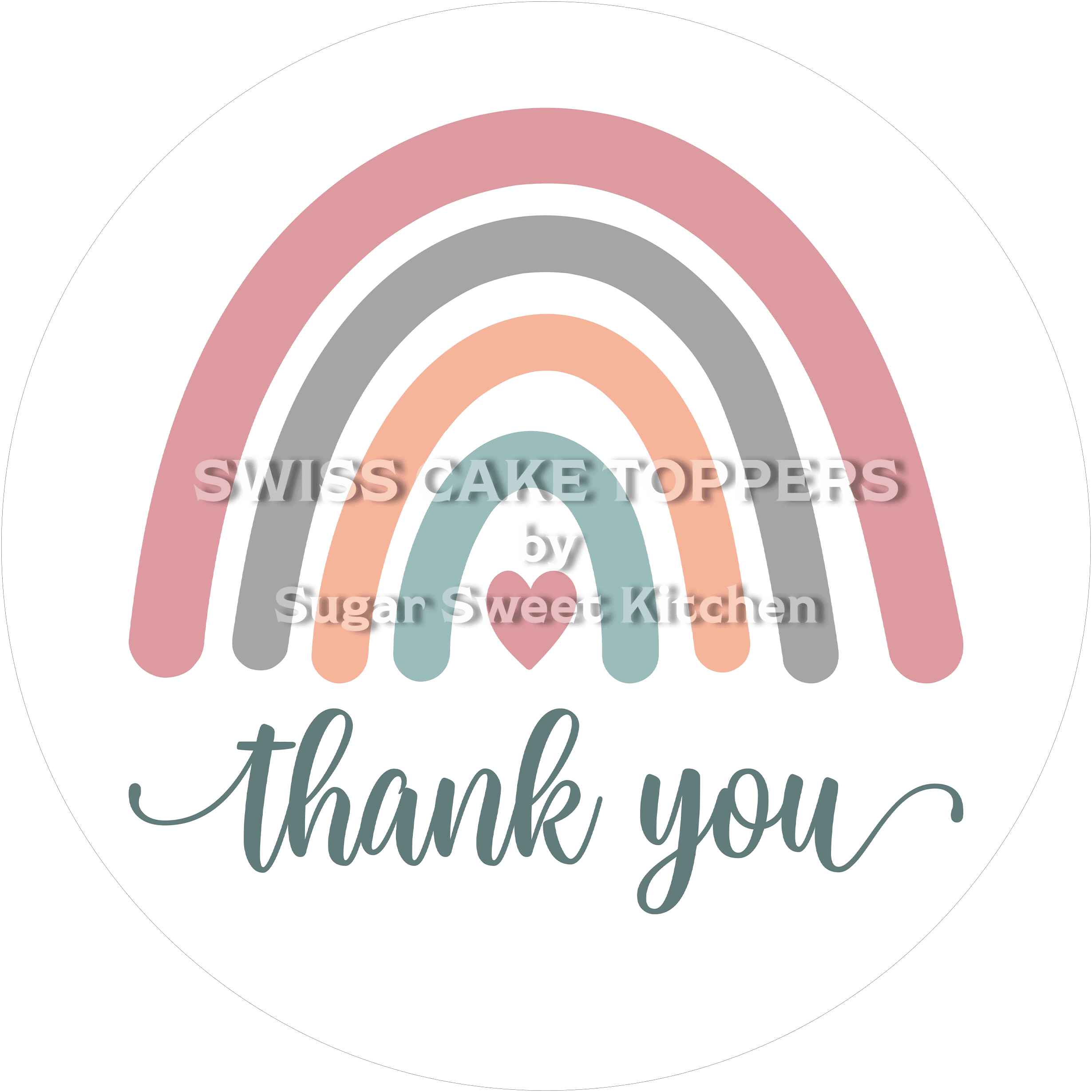 Thank You-Tortenaufleger Rainbow - personalisierbar - Fondant- Torten- & Cupcakeaufleger Sugar Sweet Kitchen