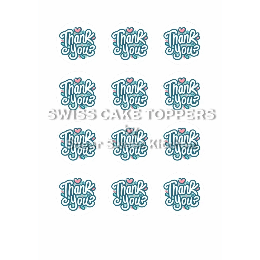 Thank You-Tortenaufleger6 - personalisierbar - Fondant- Torten- & Cupcakeaufleger Sugar Sweet Kitchen
