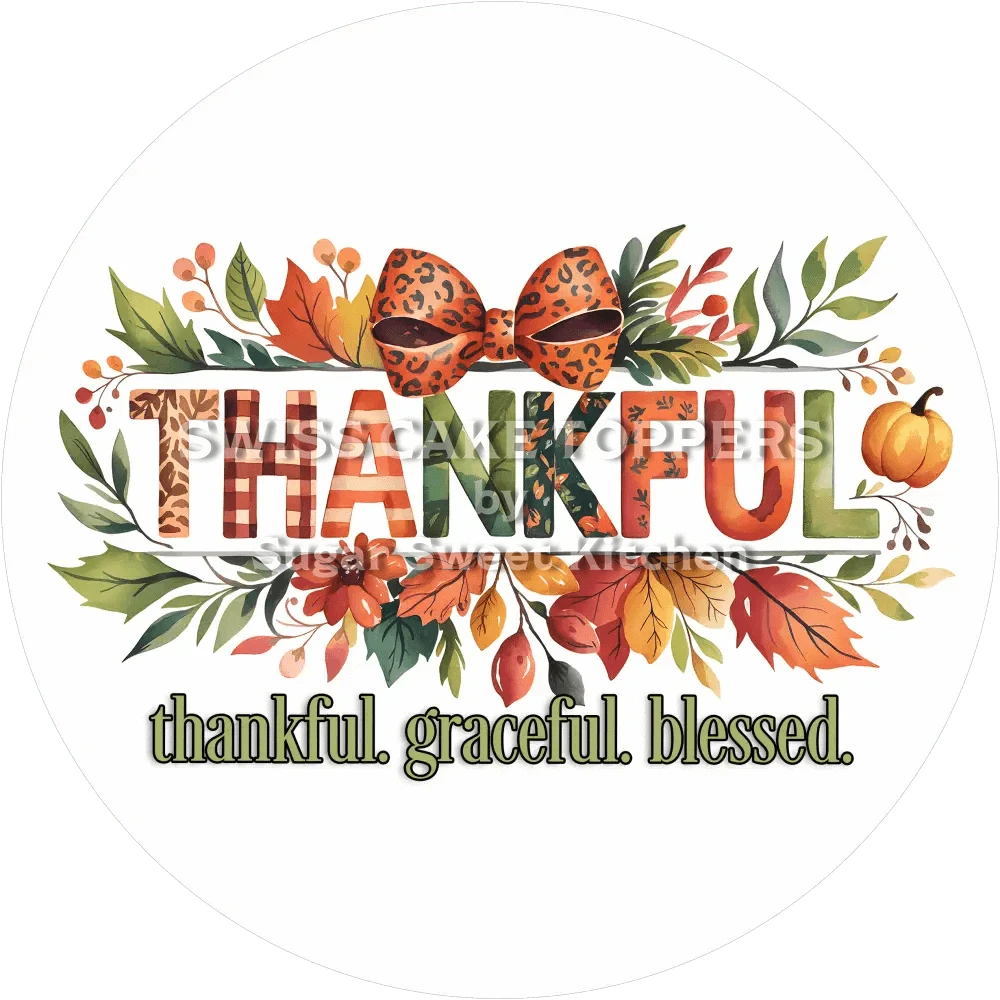 Thankful Herbst-Tortenaufleger8 - personalisierbar - Fondant- Torten- & Cupcakeaufleger Sugar Sweet Kitchen