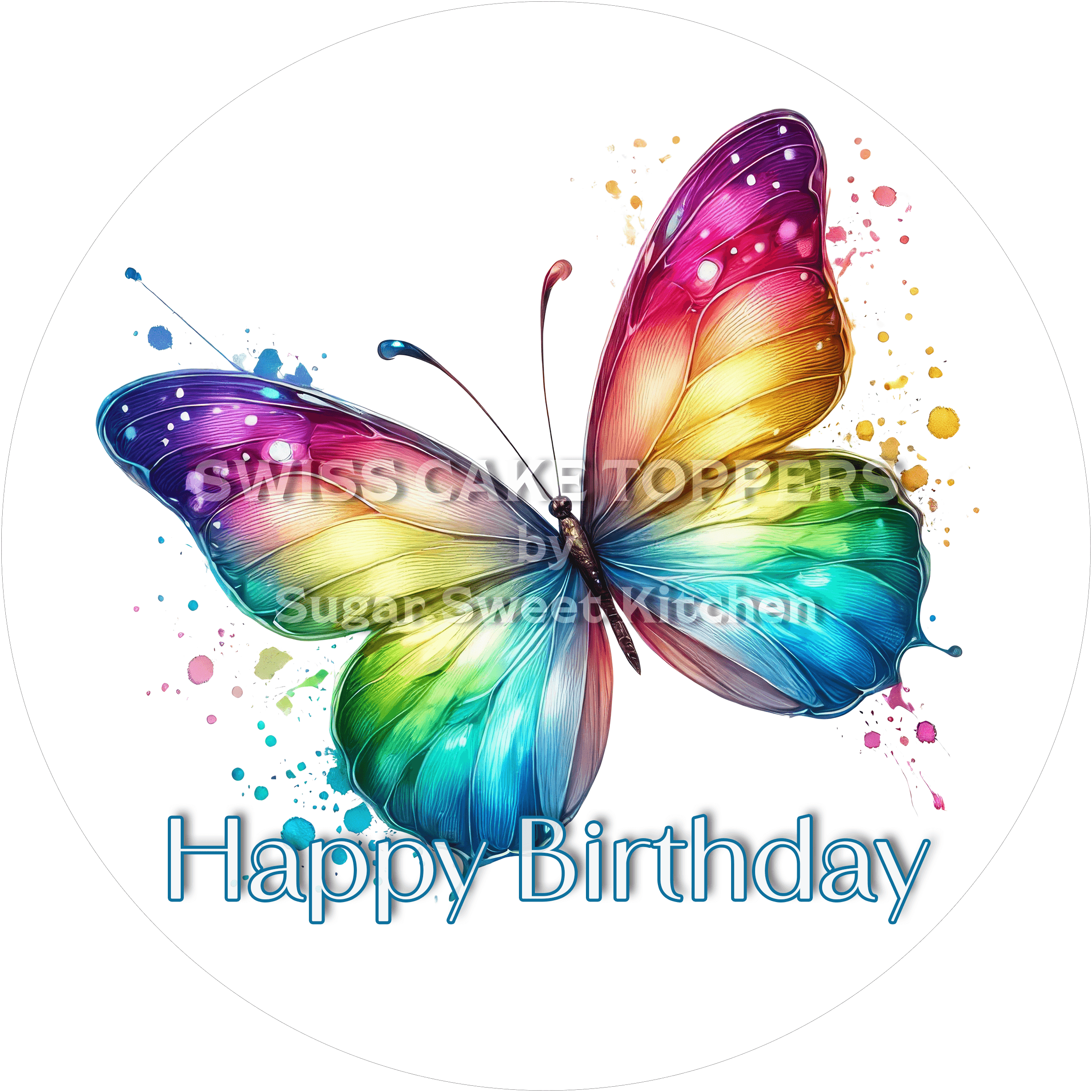 Tier-Tortenaufleger Schmetterling1 - personalisierbar - Fondant- Torten- & Cupcakeaufleger Sugar Sweet Kitchen