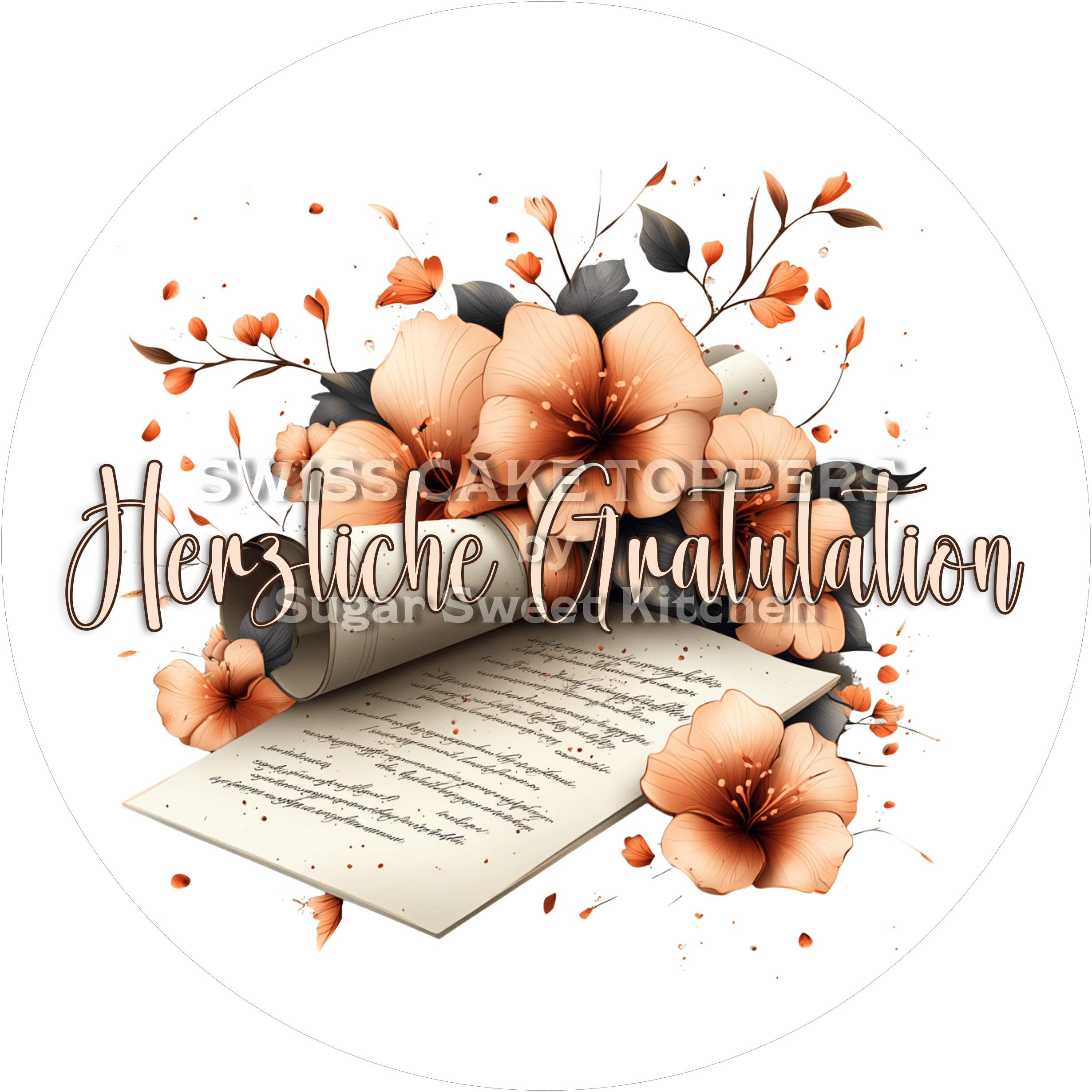 Tolle Abschluss- & Prüfungs-Tortenaufleger1 - personalisierbar - Fondant- Torten- Cupcakeaufleger Sugar Sweet Kitchen