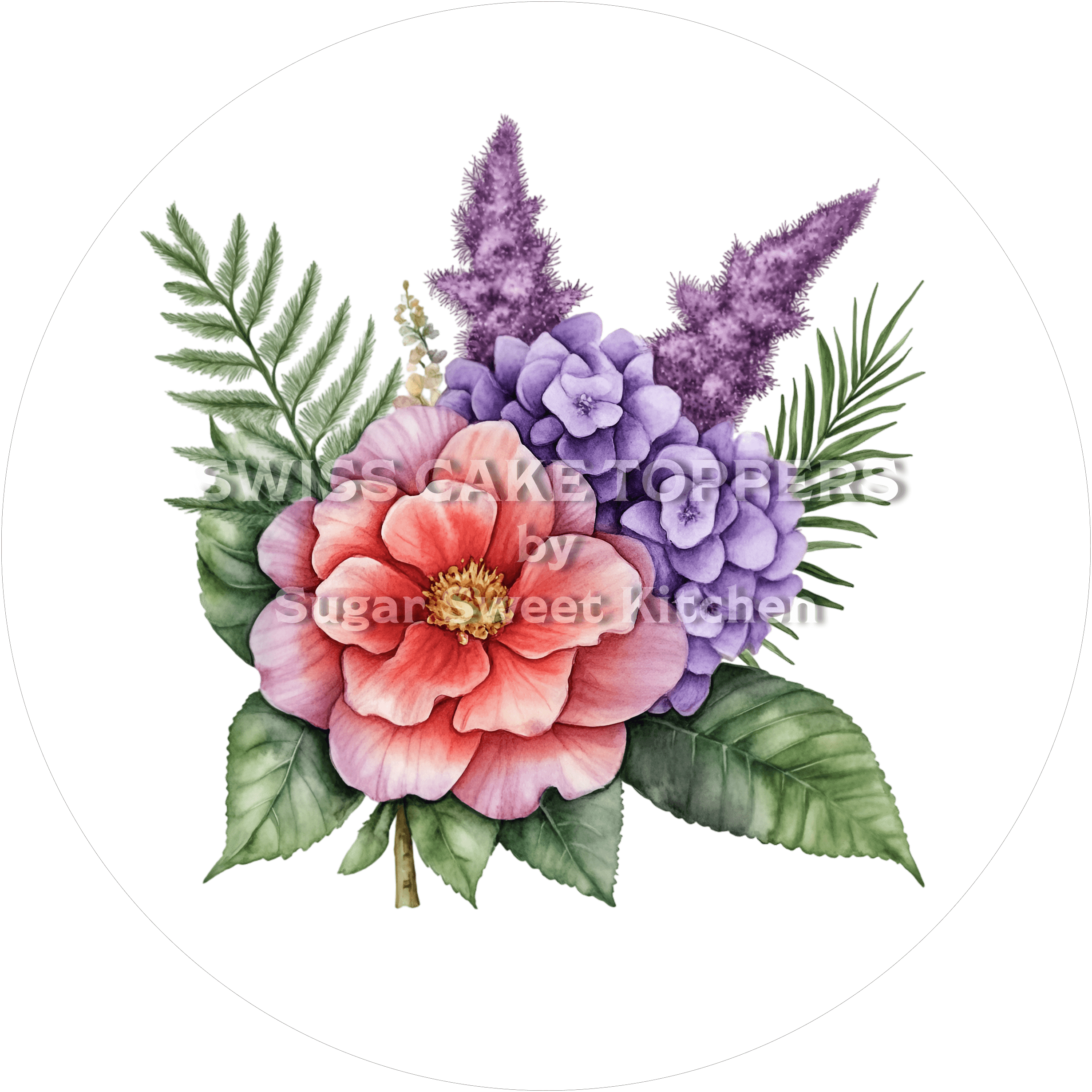 Toller Blumen-Tortenaufleger13 - personalisierbar - Fondant- Torten- & Cupcakeaufleger Sugar Sweet Kitchen