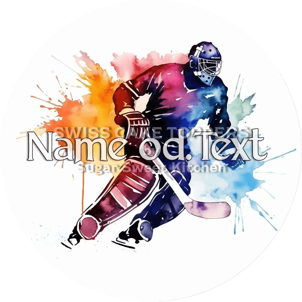 Toller Eishockey-Tortenaufleger1 mit Name od. Text - Fondant- Torten- & Cupcakeaufleger Sugar Sweet Kitchen