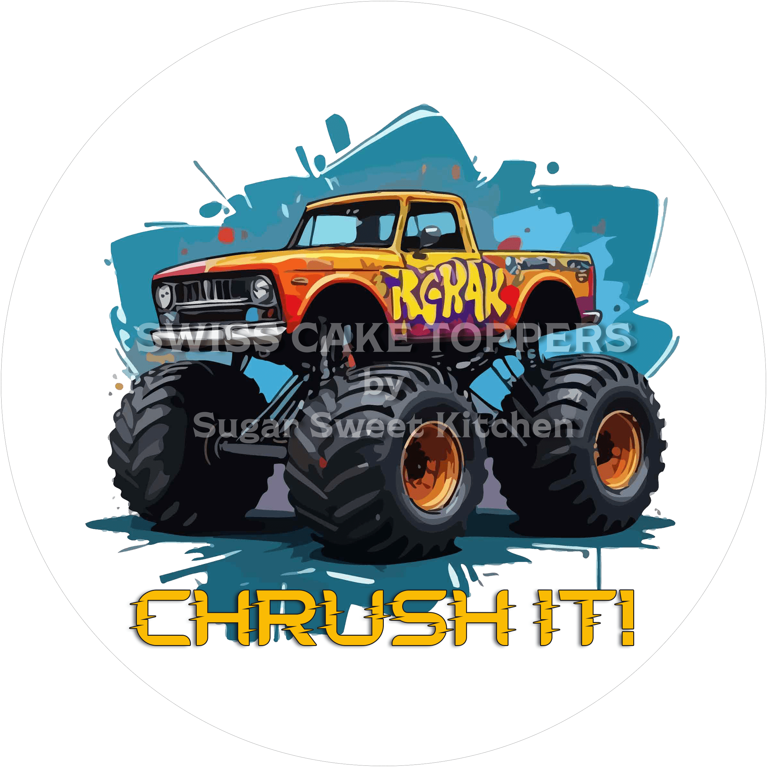Toller Monster Truck-Tortenaufleger8 - personalisierbar - Fondant- Torten- & Cupcakeaufleger Sugar Sweet Kitchen