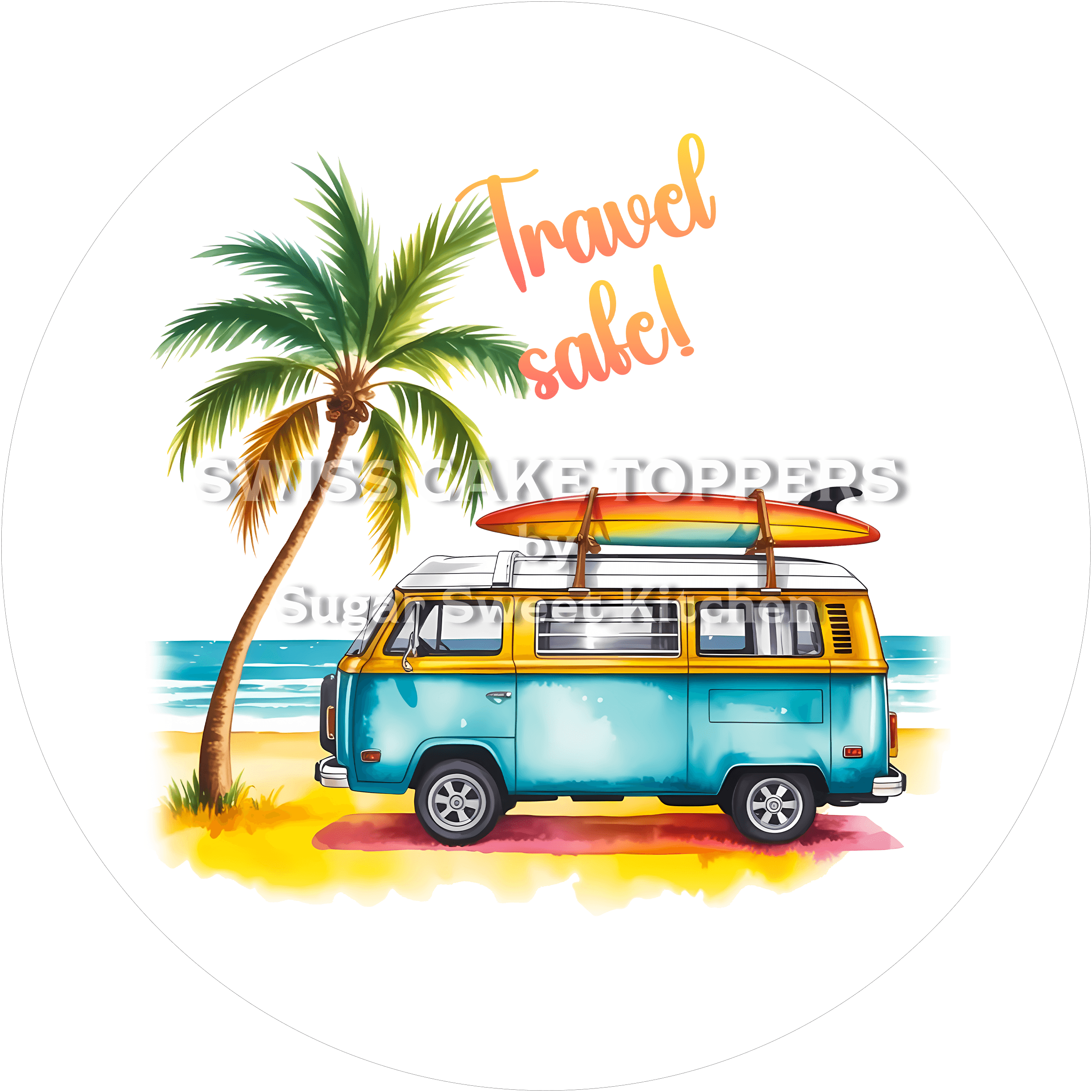 Toller Reise1-Tortenaufleger - personalisierbar - Fondant- Torten- & Cupcakeaufleger Sugar Sweet Kitchen