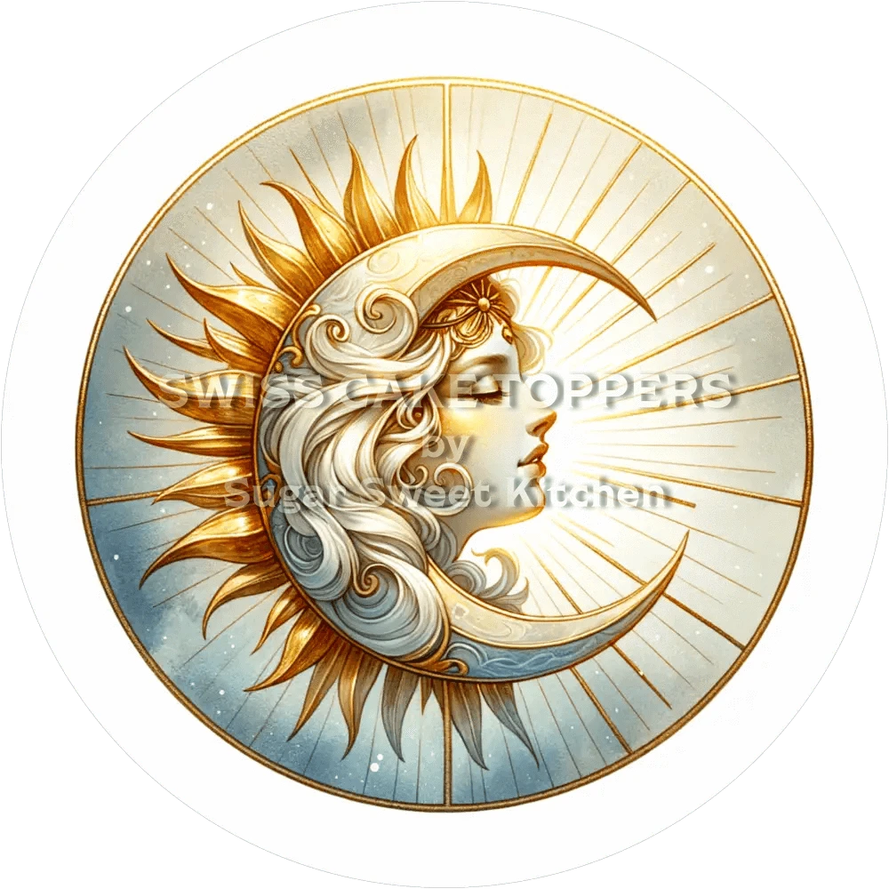 Toller Sonne & Mond-Tortenaufleger15 - personalisierbar - Fondant- Torten- Cupcakeaufleger Sugar Sweet Kitchen