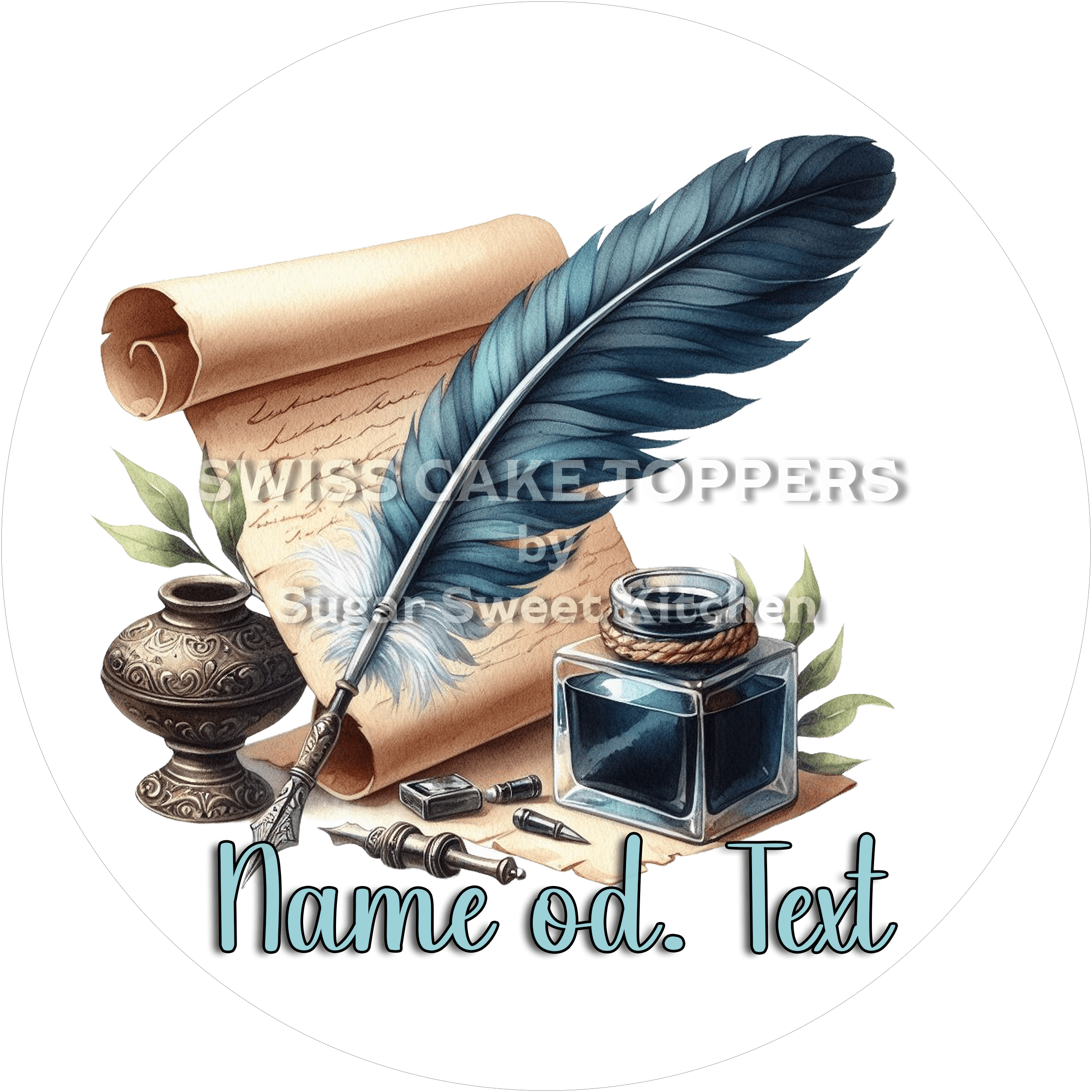 Toller Tortenaufleger für Schriftsteller mit Namen od. Text - Fondant- Torten- & Cupcakeaufleger Sugar Sweet Kitchen