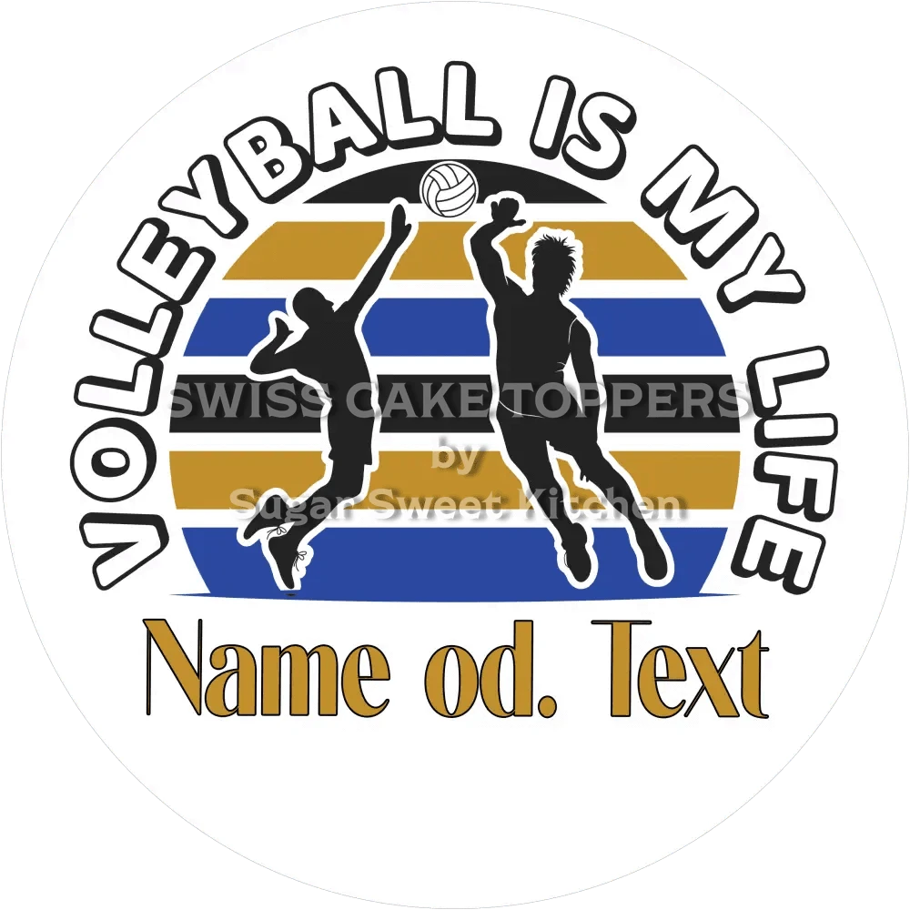 Toller Volleyball-Tortenaufleger10 mit Name od. Text - Fondant- Torten- & Cupcakeaufleger Sugar Sweet Kitchen
