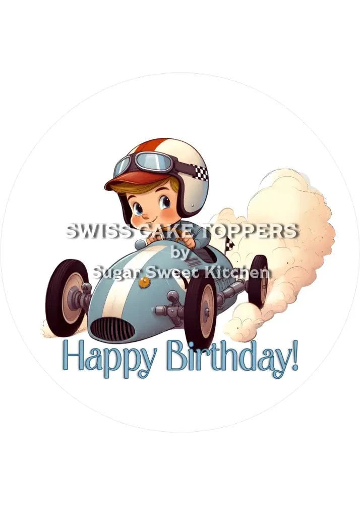 Tortenaufleger Autorennfahrer2- personalisierbar - Fondant- Torten- & Cupcakeaufleger Sugar Sweet Kitchen