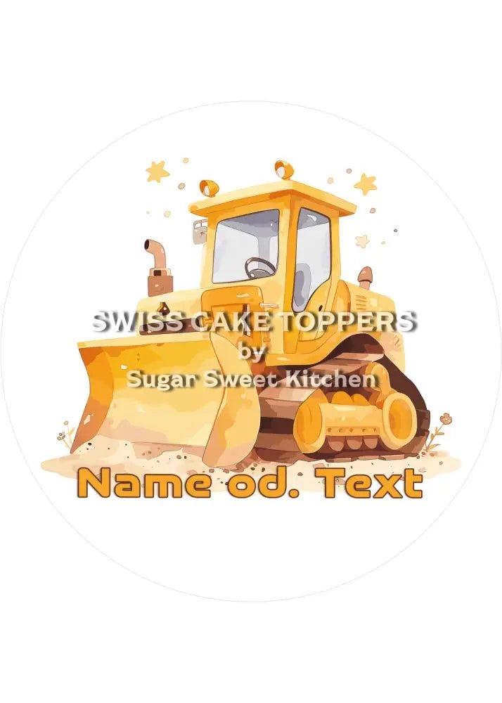 Tortenaufleger Bagger1- personalisiert - Fondant- Torten- & Cupcakeaufleger Sugar Sweet Kitchen